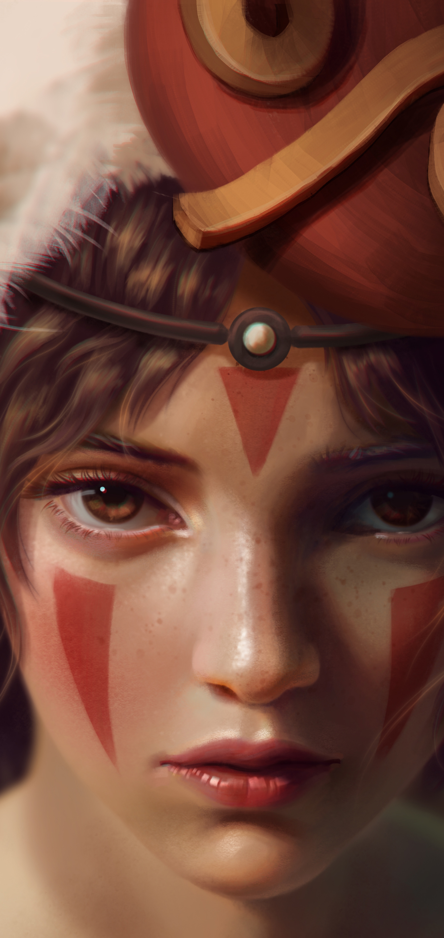 Download mobile wallpaper Anime, Face, Brown Eyes, Princess Mononoke, Stare for free.