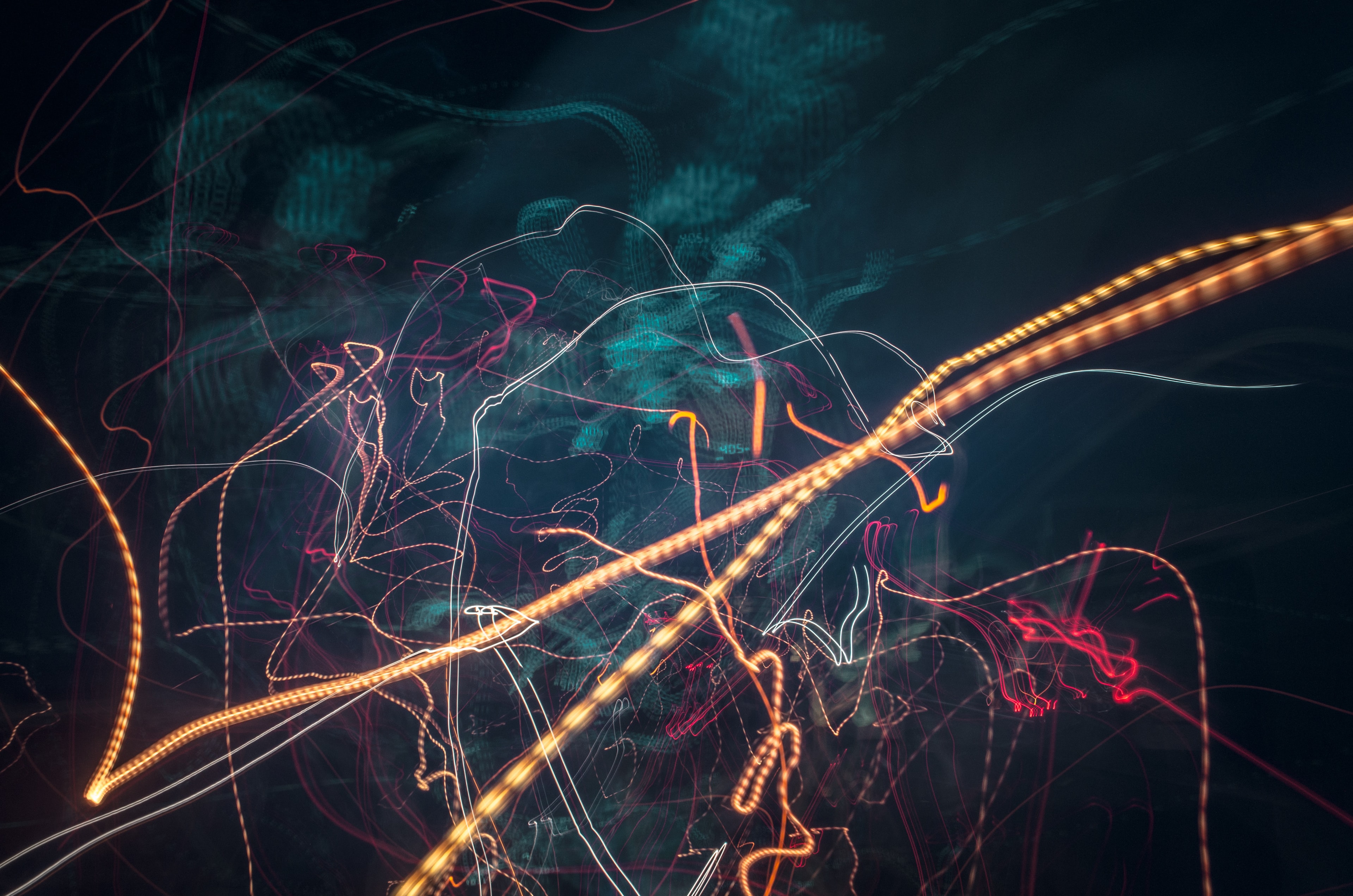 neon, abstract, long exposure, freezelight, glow, confusion, tangle