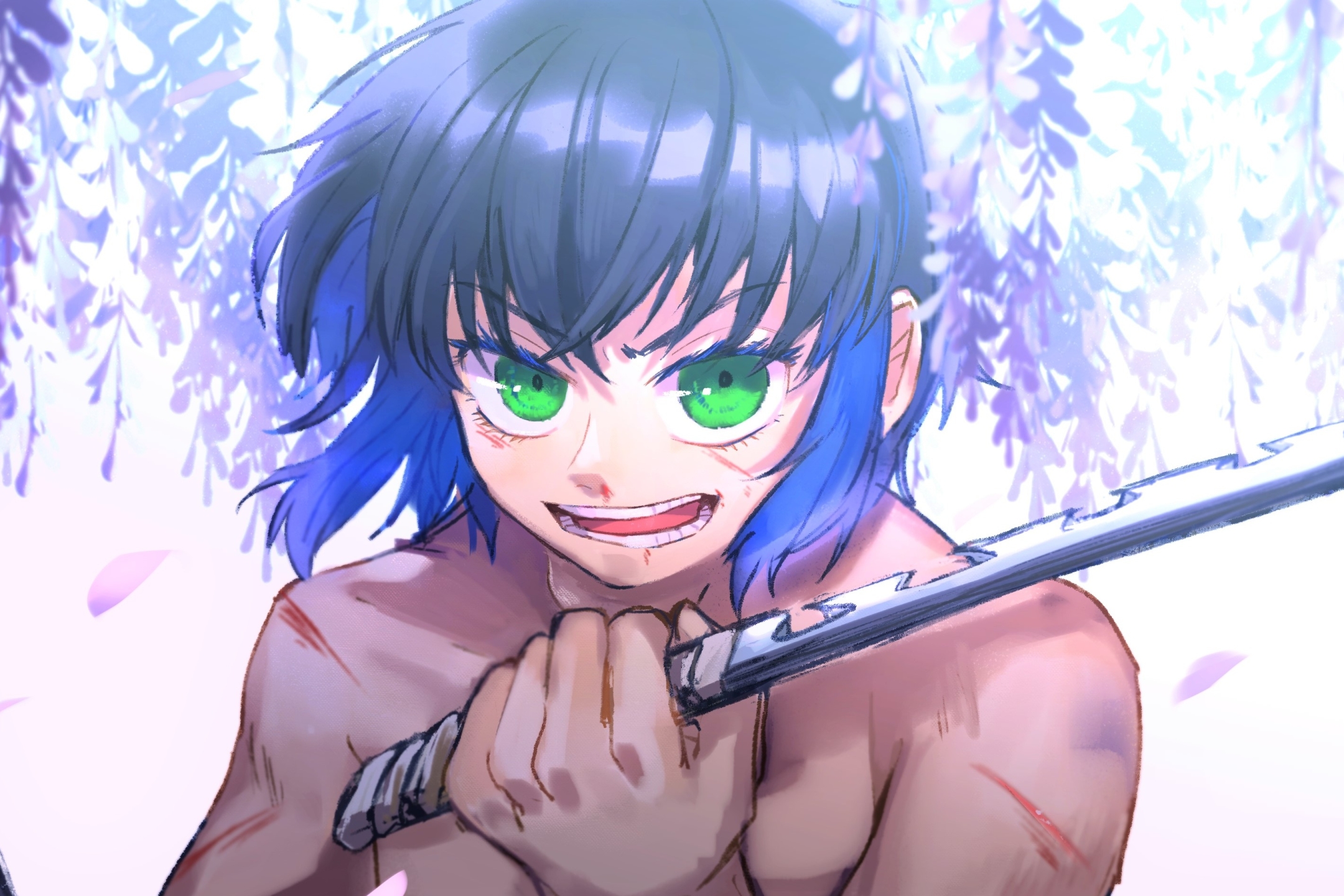 Laden Sie das Grüne Augen, Animes, Demon Slayer, Inosuke Hashibira-Bild kostenlos auf Ihren PC-Desktop herunter