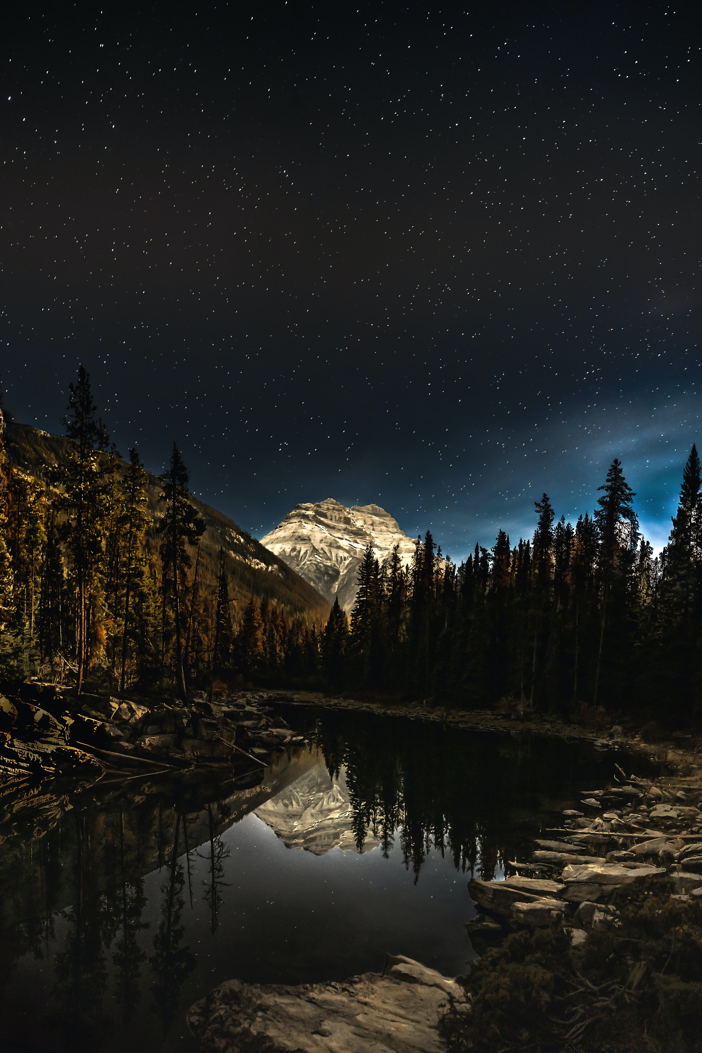 landscape, nature, night, mountain, lake, forest Full HD