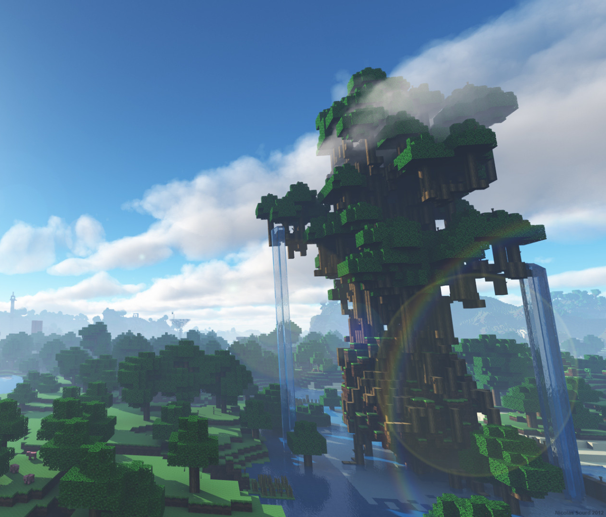 Download mobile wallpaper Sky, Minecraft, Forest, Tree, Jungle, Video Game, Mojang for free.