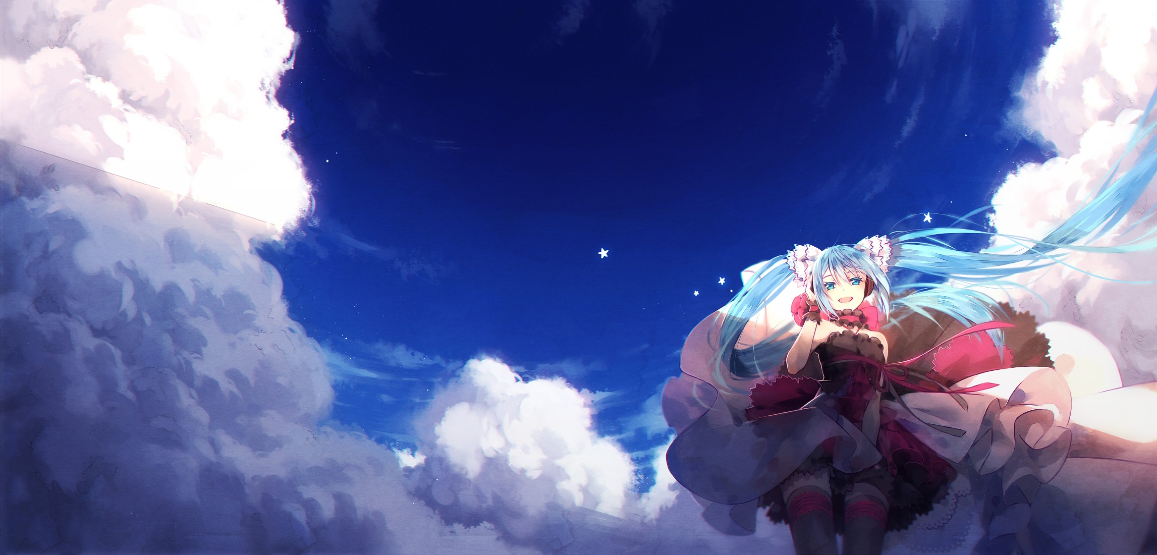 Download mobile wallpaper Anime, Sky, Vocaloid, Hatsune Miku for free.