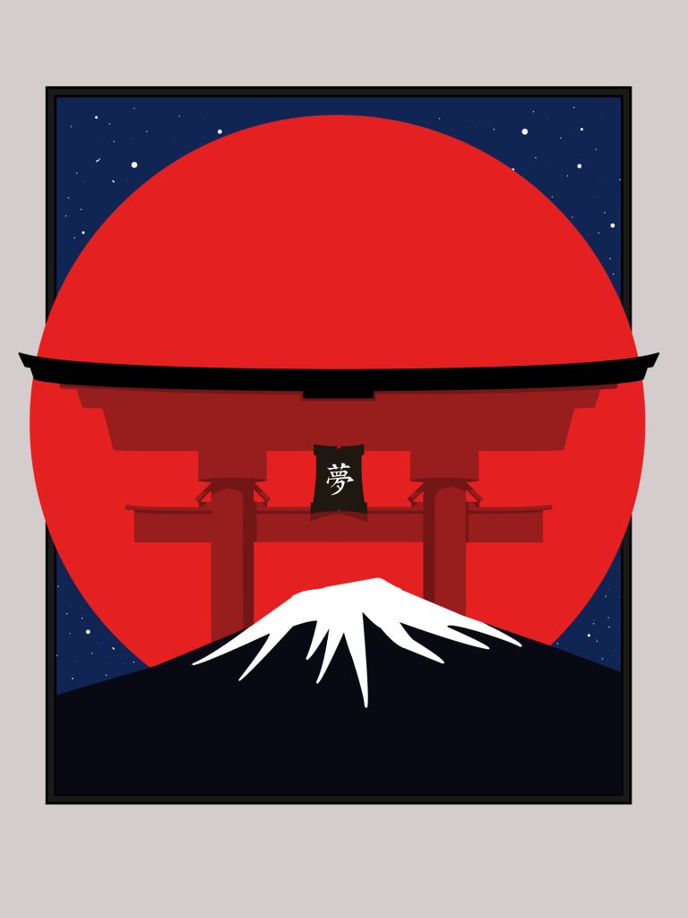 Download mobile wallpaper Japan, Artistic, Oriental, Mount Fuji for free.