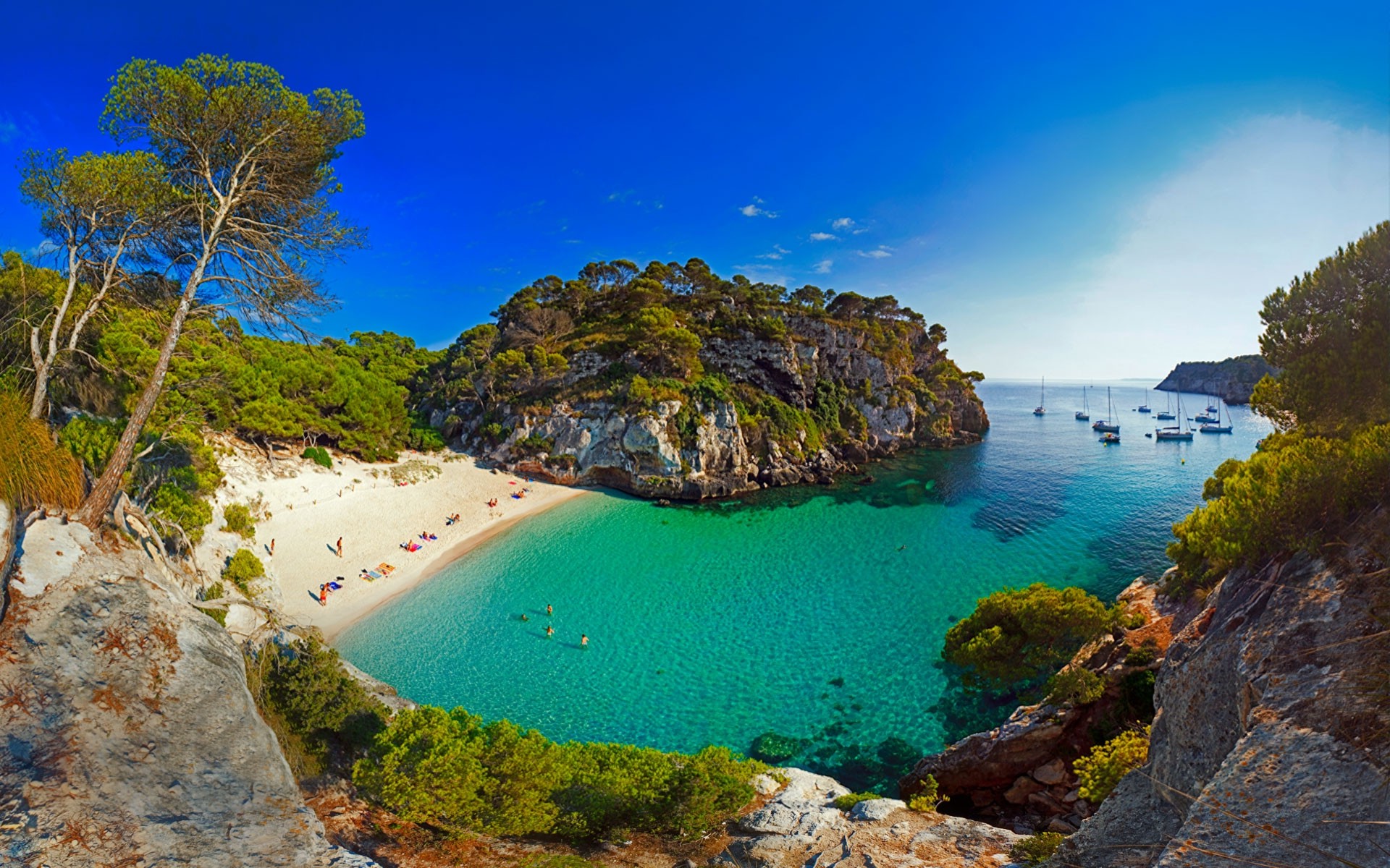 Free download wallpaper Beach, Tree, Ocean, Boat, Photography, Seascape on your PC desktop