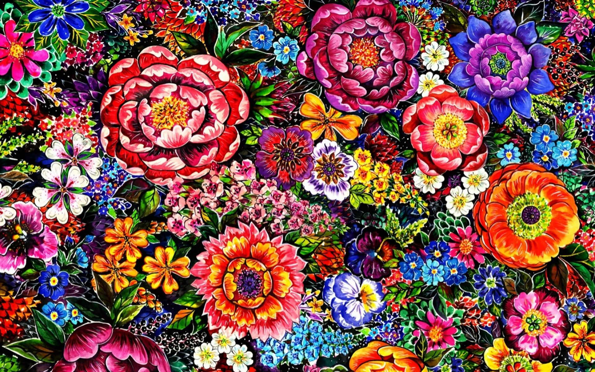 Descarga gratis la imagen Flores, Flor, Pintura, Colores, Vistoso, Artístico en el escritorio de tu PC