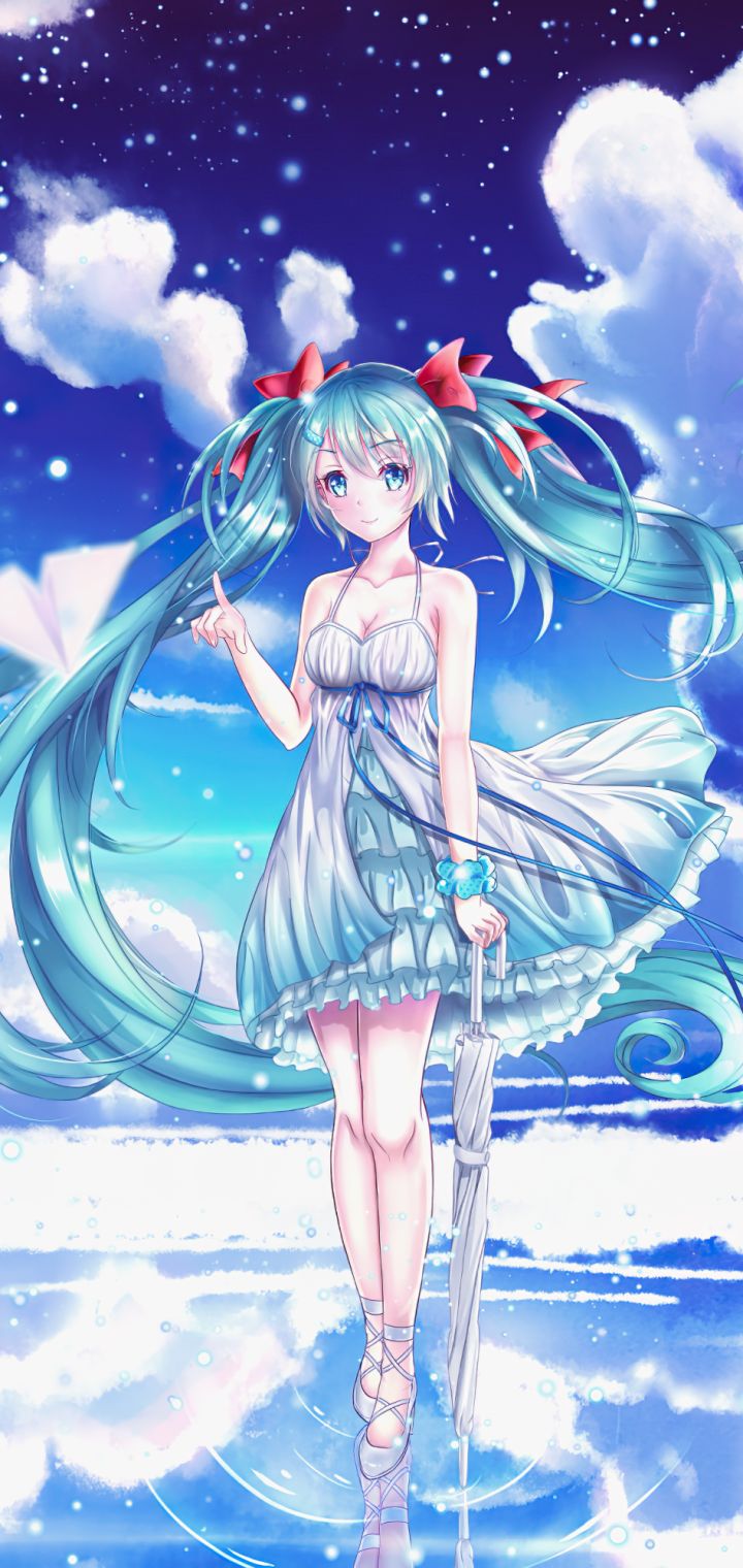 Descarga gratuita de fondo de pantalla para móvil de Vocaloid, Ojos Azules, Vestir, Animado, Pelo Largo, Pelo Azul, Hatsune Miku.