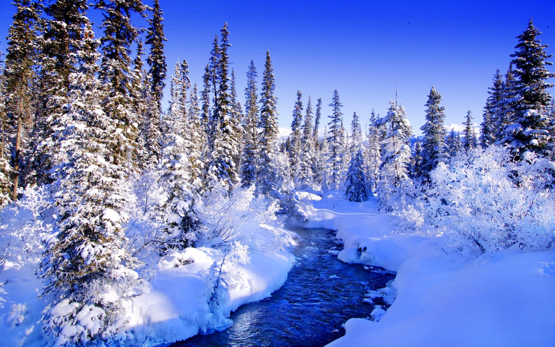 Скачать обои бесплатно Река, Пейзаж, Зима картинка на рабочий стол ПК