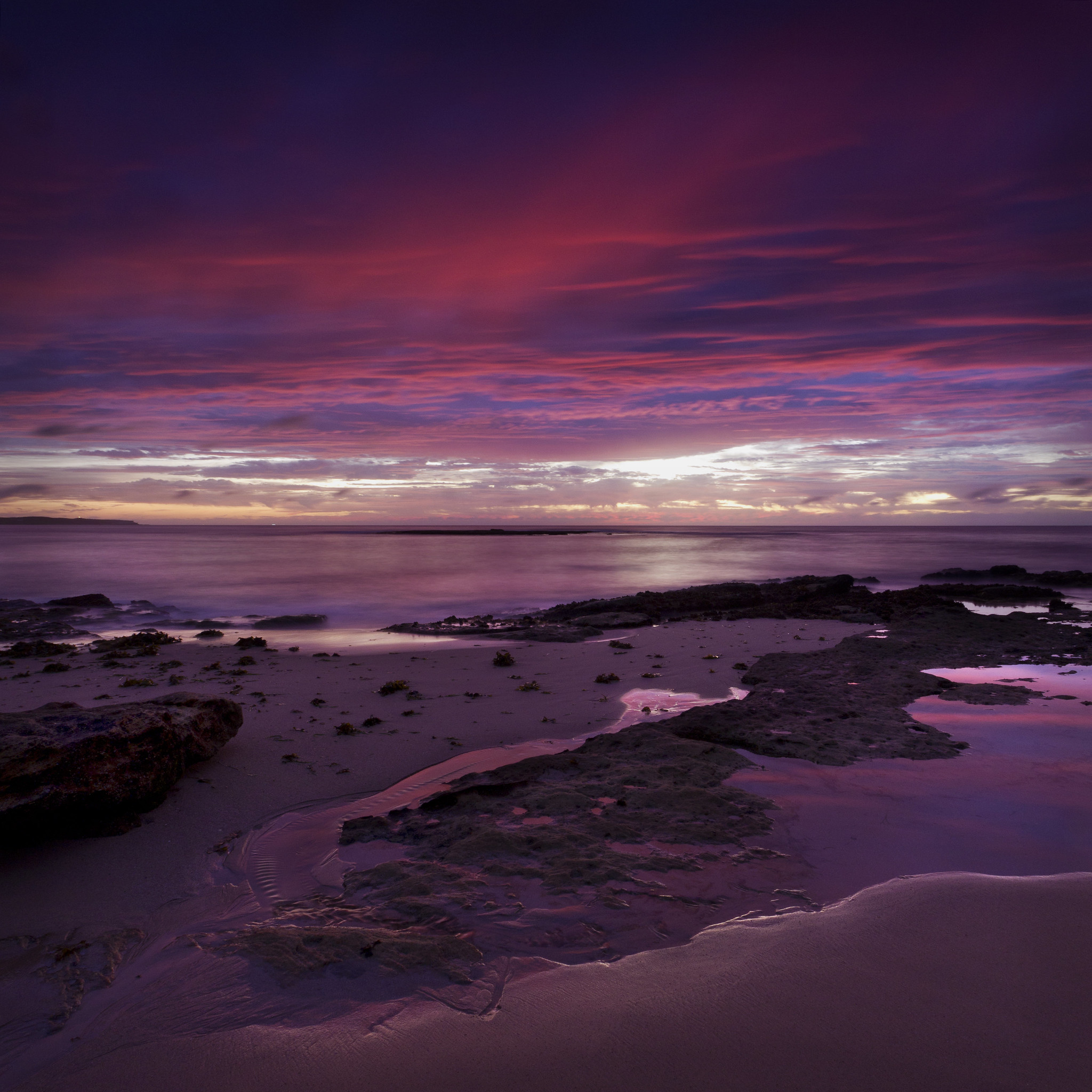 Free download wallpaper Sea, Violet, Horizon, Coast, Nature, Purple, Beach on your PC desktop