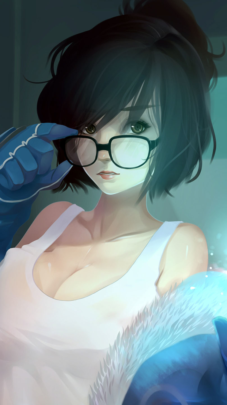Download mobile wallpaper Robot, Glasses, Overwatch, Video Game, Black Hair, Mei (Overwatch) for free.