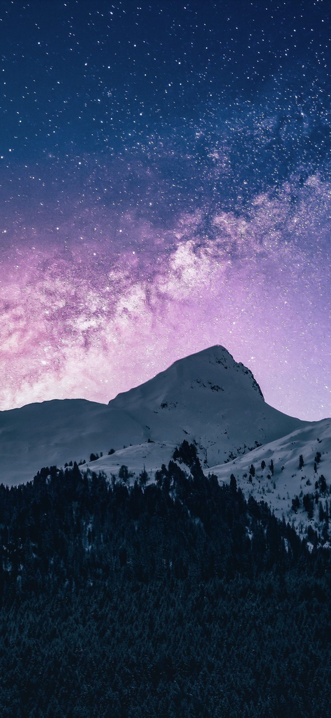 Download mobile wallpaper Stars, Night, Snow, Mountain, Earth for free.