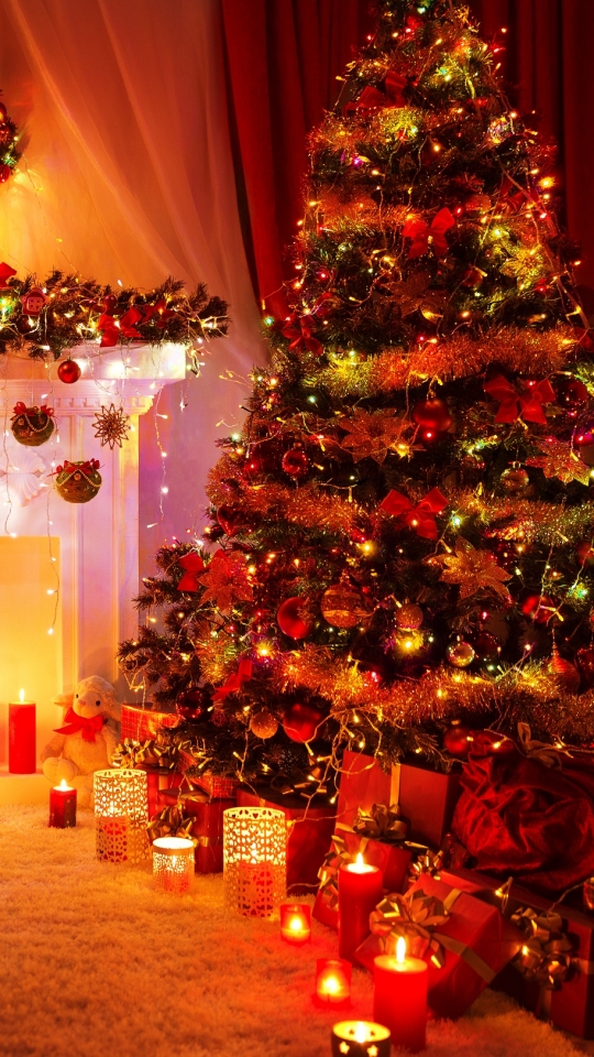 無料モバイル壁紙クリスマス, キャンドル, 贈り物, クリスマスツリー, 暖炉, クリスマスオーナメント, ホリデー, クリスマスのあかりをダウンロードします。