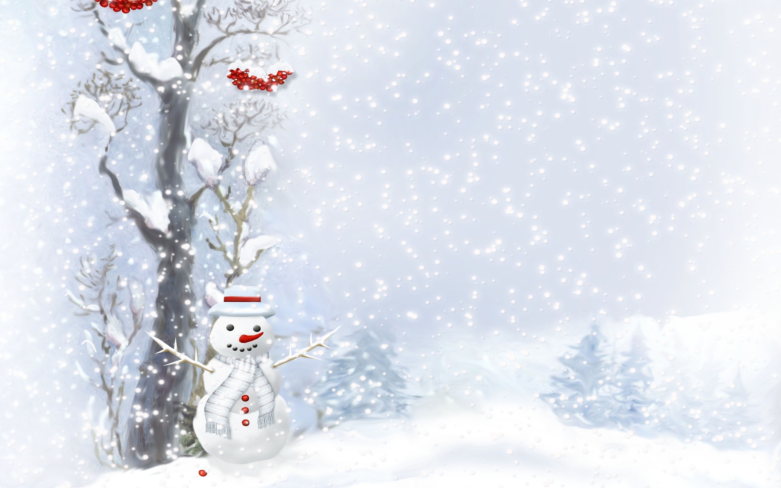 Скачать обои бесплатно Снеговик, Художественные картинка на рабочий стол ПК