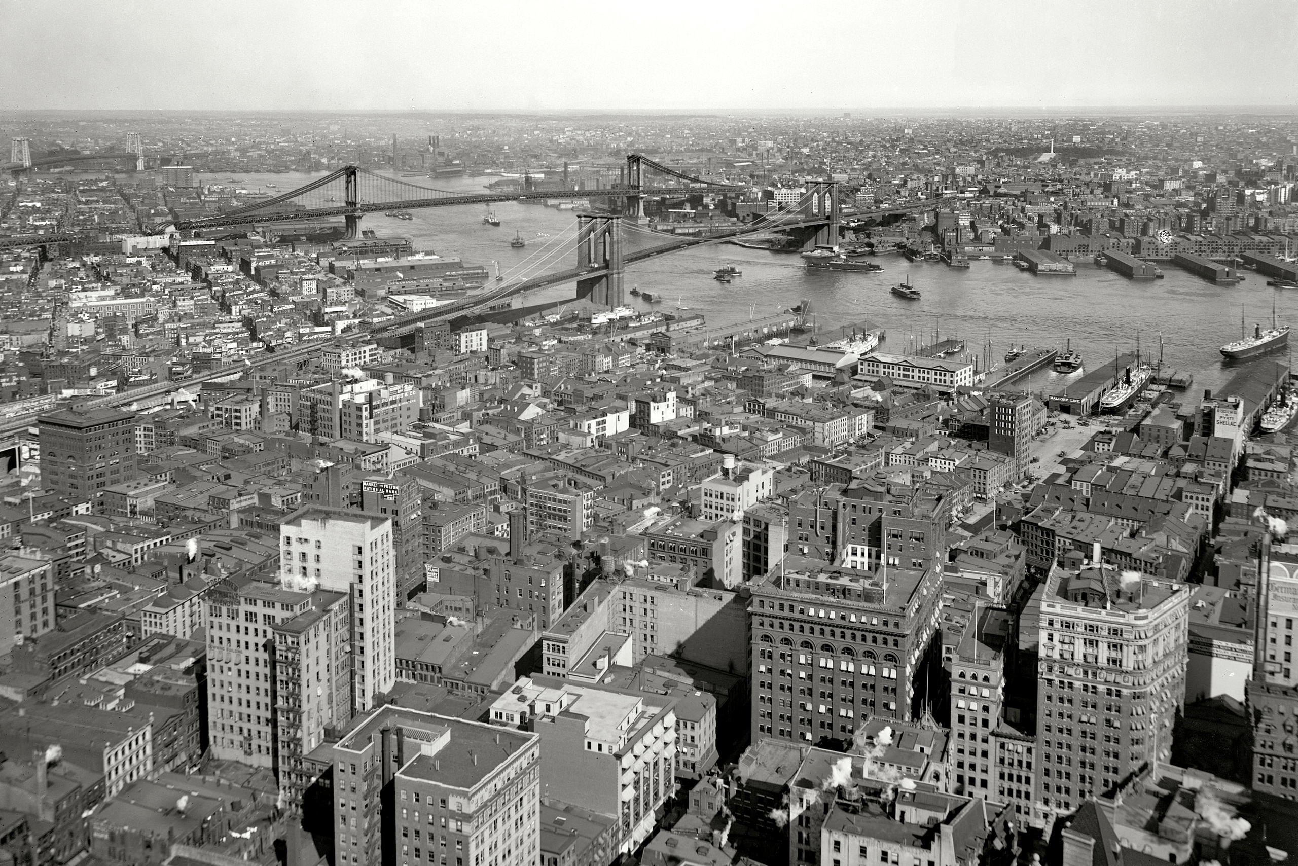 Free download wallpaper Cities, Usa, City, Building, Horizon, Cityscape, New York, River, Man Made, Black & White on your PC desktop
