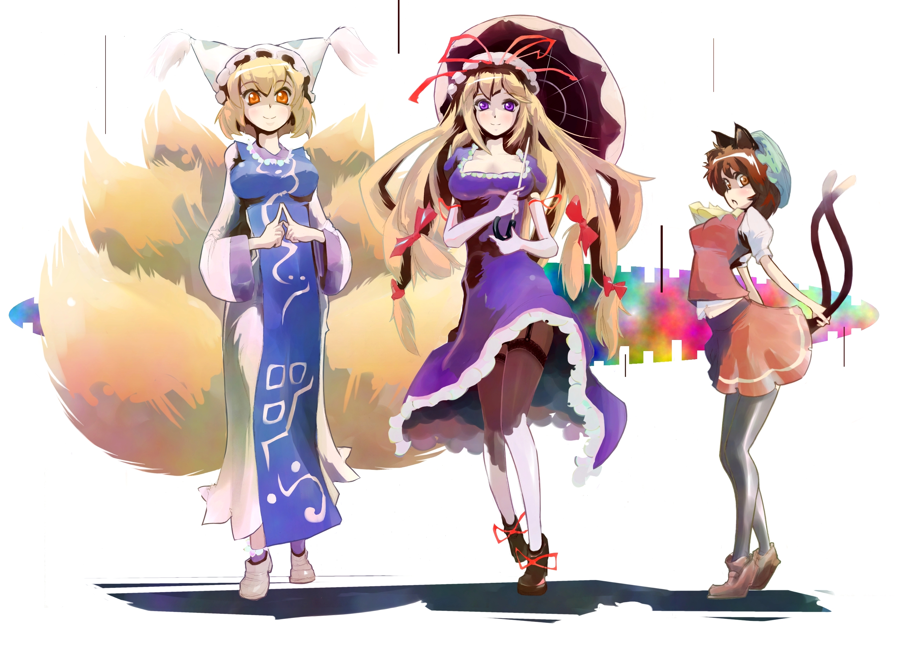 Free download wallpaper Anime, Touhou, Yukari Yakumo, Ran Yakumo, Chen (Touhou) on your PC desktop