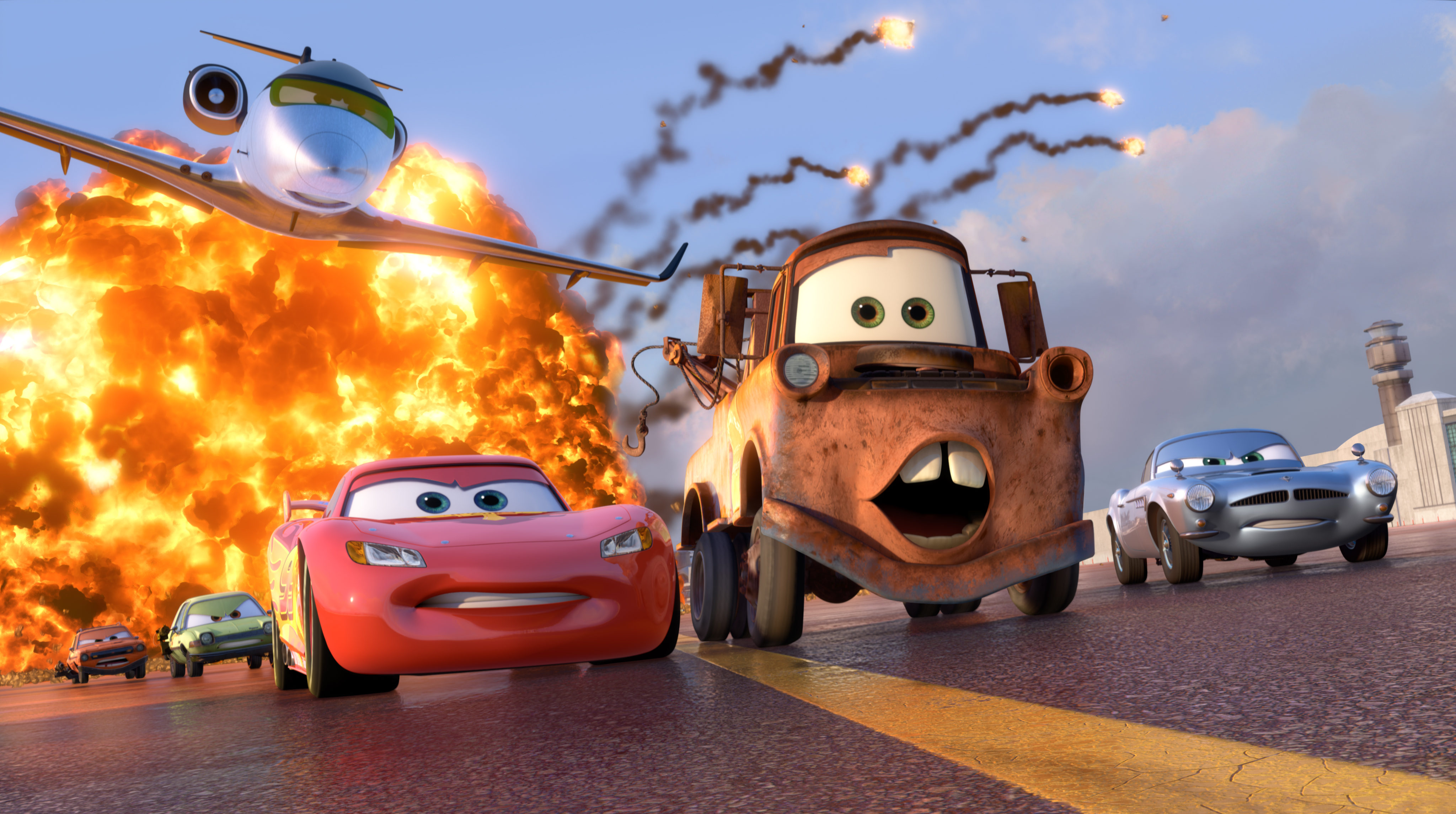287132 Bild herunterladen filme, cars 2, flugzeug, explosion, lightning mcqueen, pixar, cars - Hintergrundbilder und Bildschirmschoner kostenlos