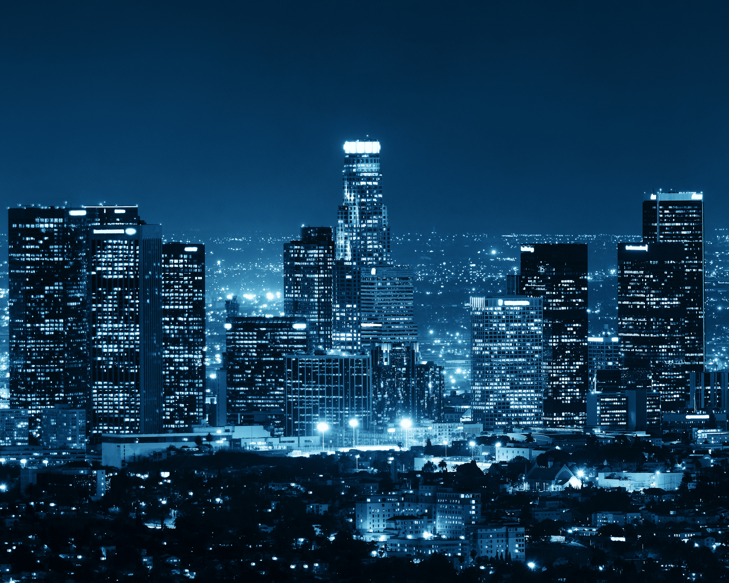 Free download wallpaper Cities, Night, Usa, City, Skyscraper, Building, Horizon, Cityscape, Los Angeles, Man Made on your PC desktop