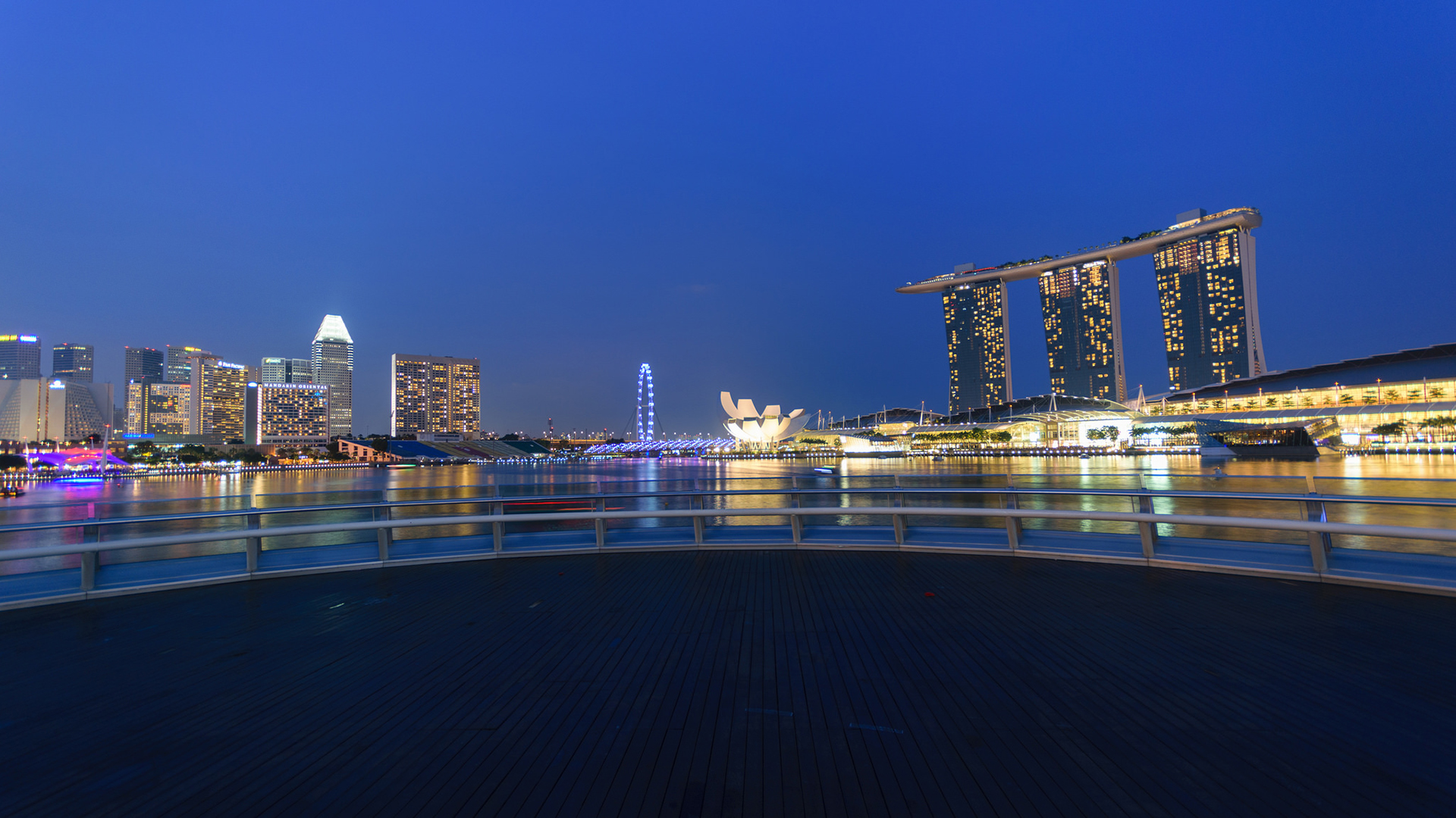 Скачать обои бесплатно Ночь, Здание, Сингапур, Сделано Человеком, Marina Bay Sands картинка на рабочий стол ПК
