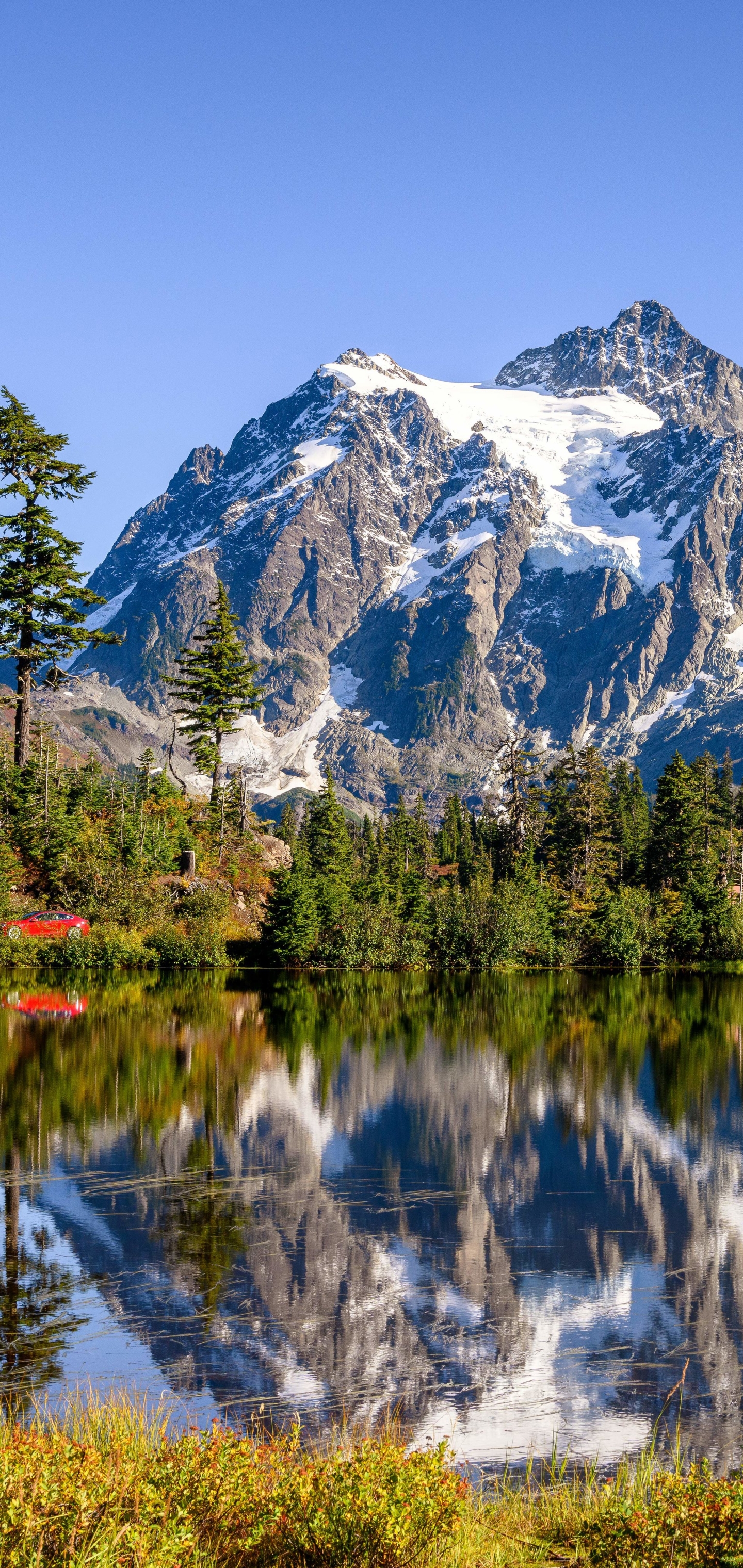 Download mobile wallpaper Mountain, Lake, Reflection, Earth, Mount Shuksan, Picture Lake for free.