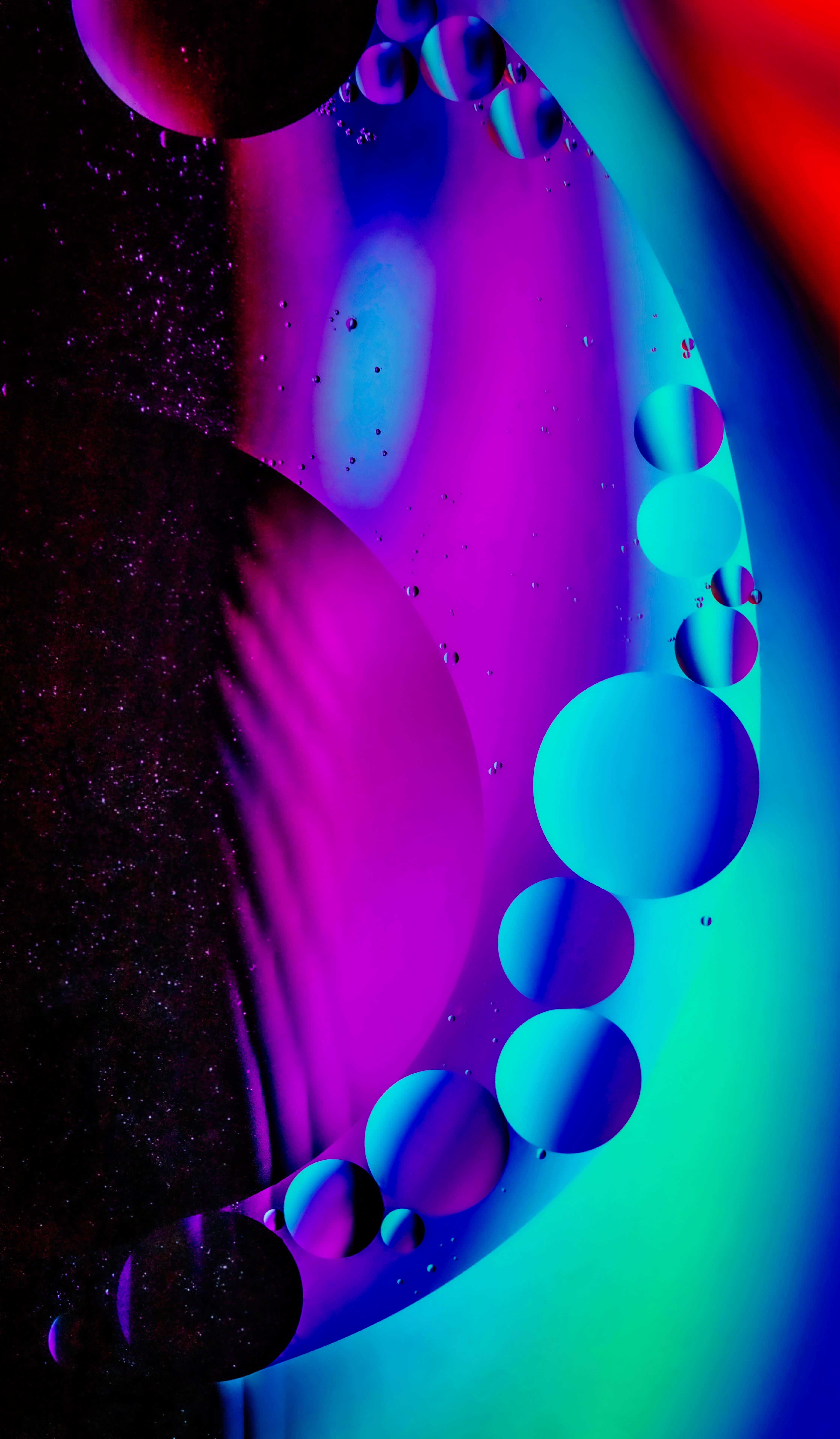 Download mobile wallpaper Water, Motley, Circles, Multicolored, Bubbles, Gradient, Abstract for free.