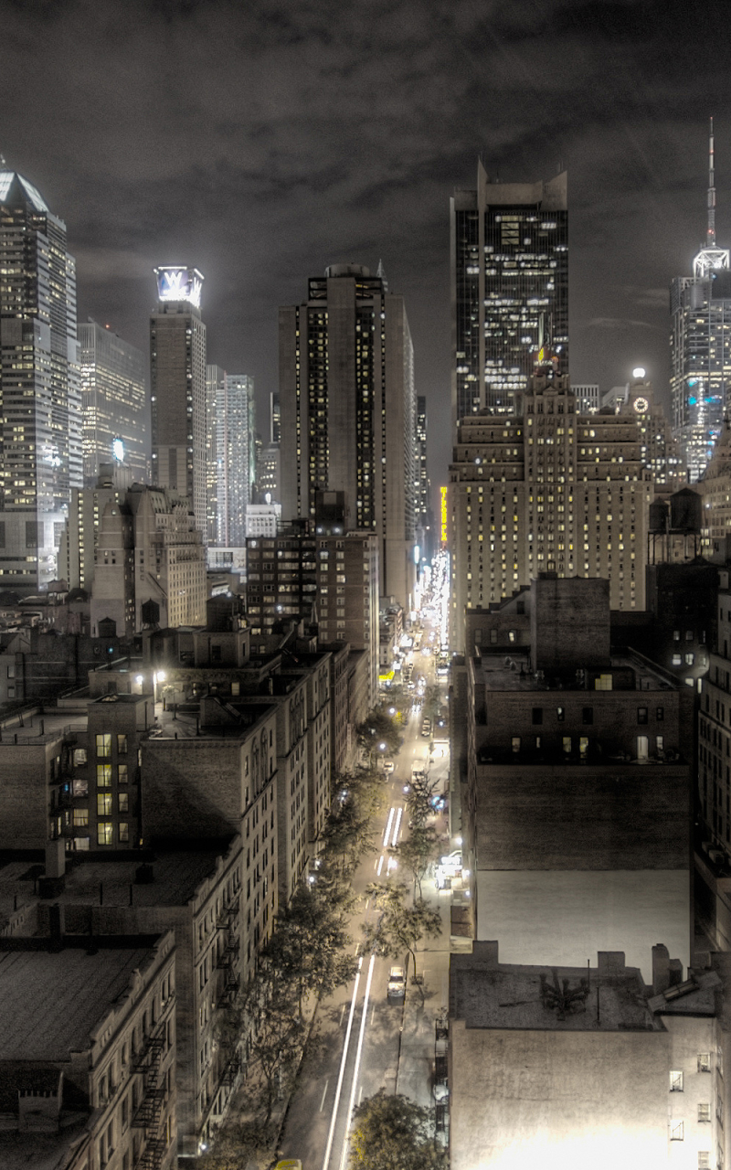 Скачать картинку Города, Ночь, Город, Свет, Нью Йорк, Легкий, Сделано Человеком, Манхэттен в телефон бесплатно.