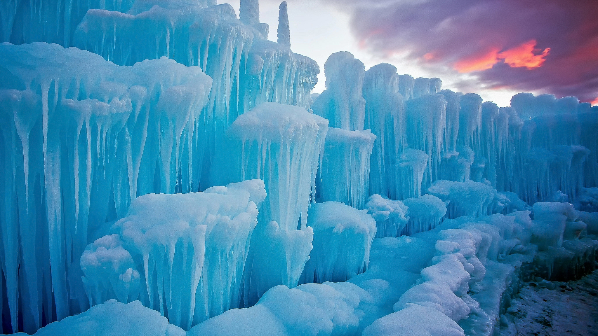 Скачать картинку Закат, Ледник, Лёд, Земля/природа в телефон бесплатно.