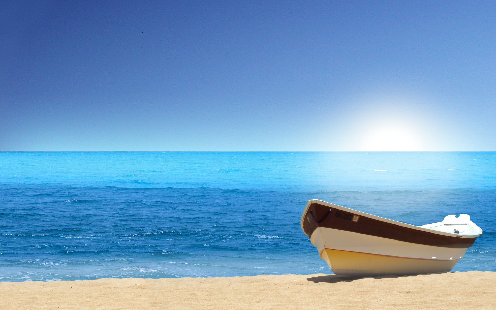 Скачать обои бесплатно Песок, Лодки, Море, Пейзаж картинка на рабочий стол ПК