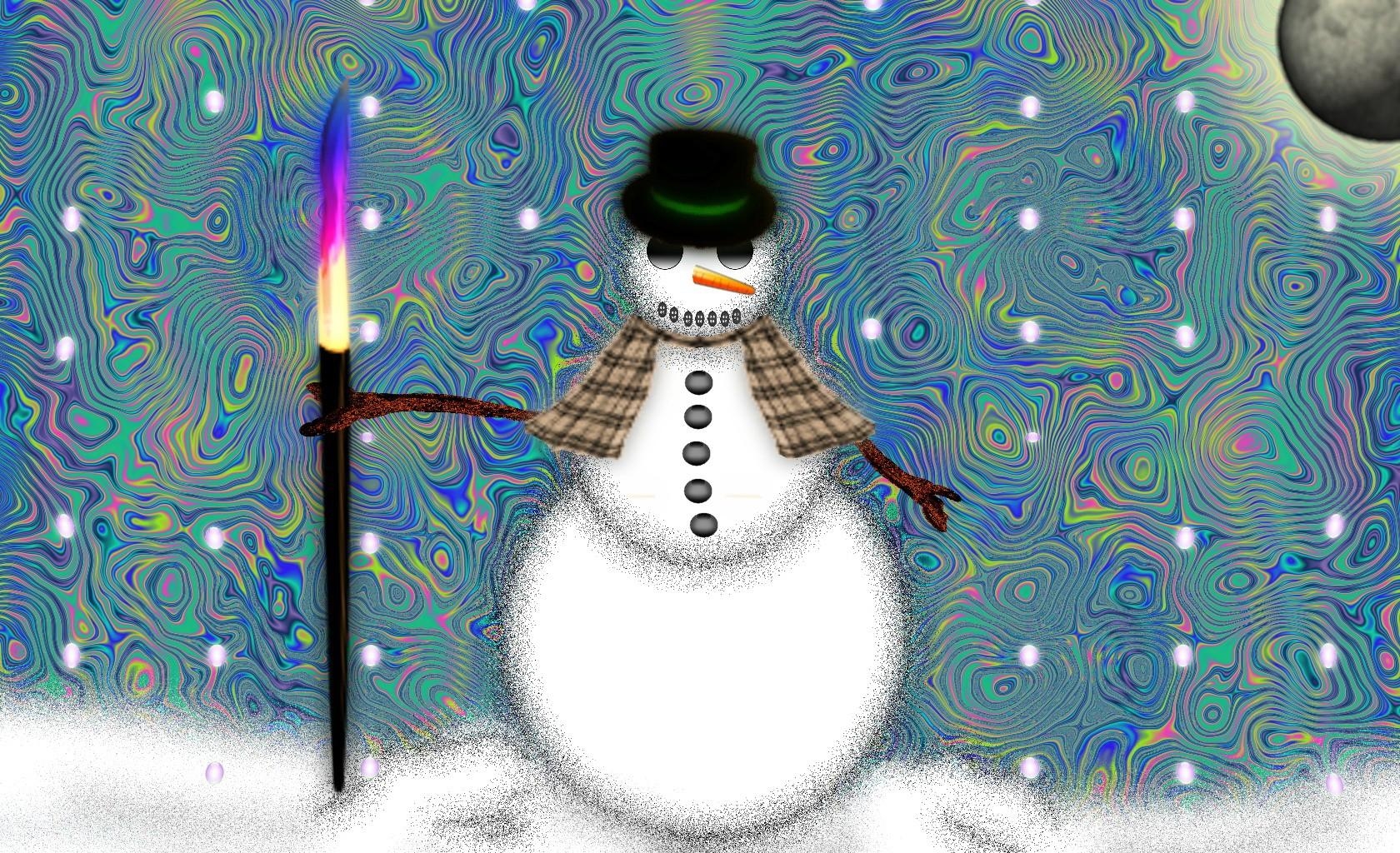 Скачать обои бесплатно Снеговик, Яркий, Праздники, Огонь, Узоры, Фон картинка на рабочий стол ПК