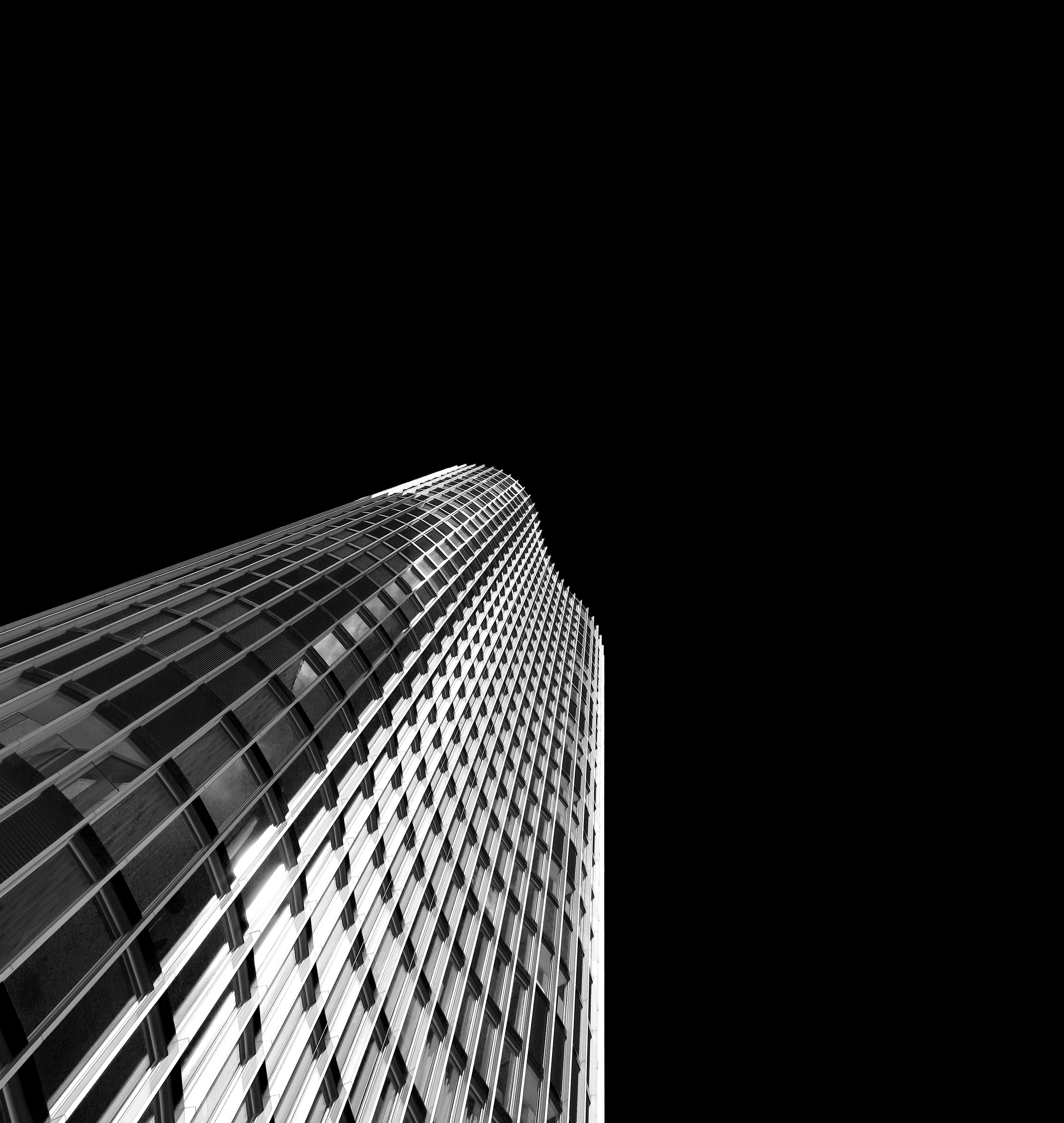 Free download wallpaper Skyscraper, Building, Bw, Facade, Architecture, Chb, Minimalism on your PC desktop