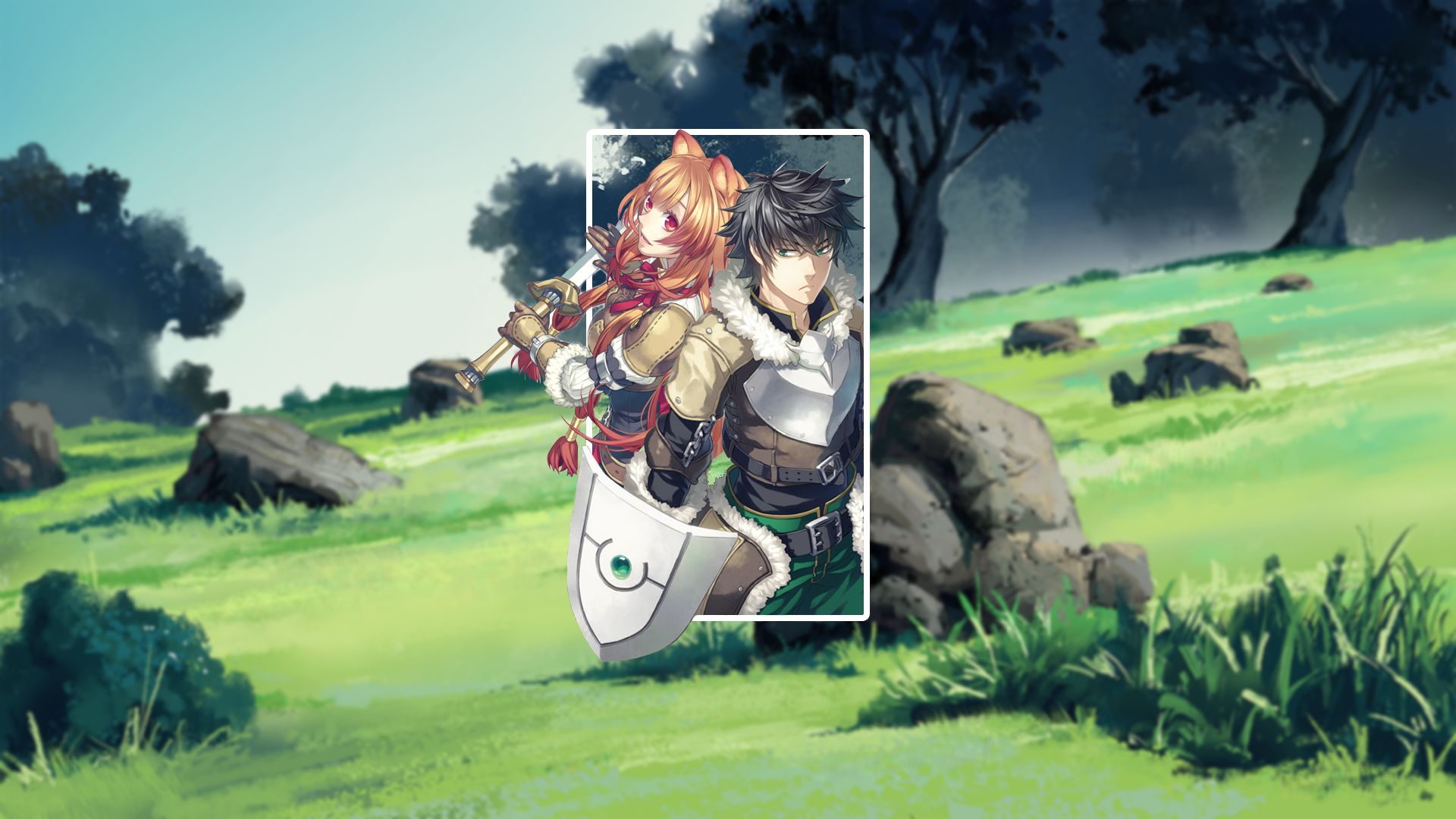 Free download wallpaper Anime, Shield, Sword, Black Hair, Brown Hair, Raphtalia (The Rising Of The Shield Hero), The Rising Of The Shield Hero, Naofumi Iwatani on your PC desktop