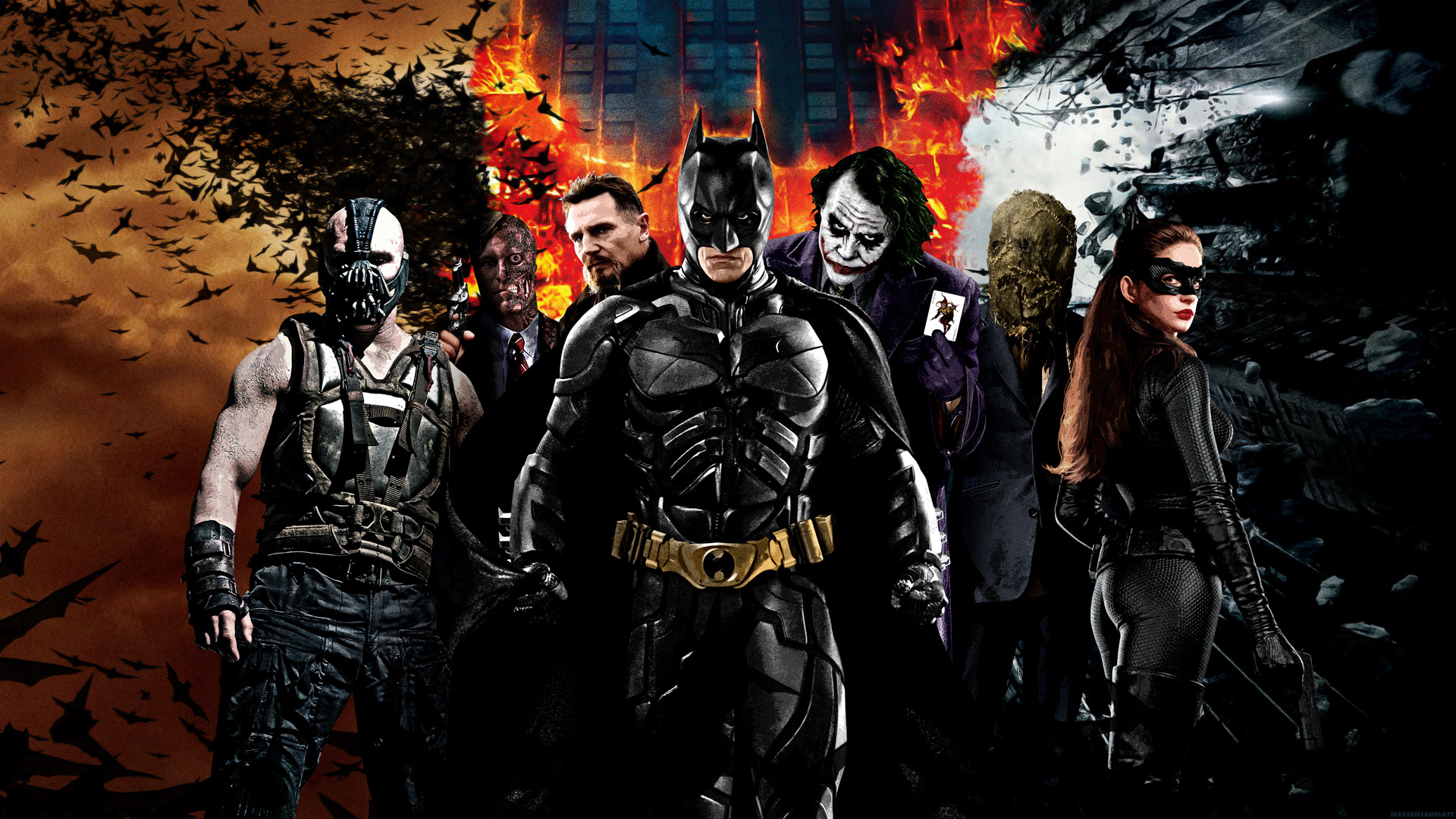 joker, movie, the dark knight trilogy, bane (dc comics), batman, catwoman, scarecrow (batman), two face