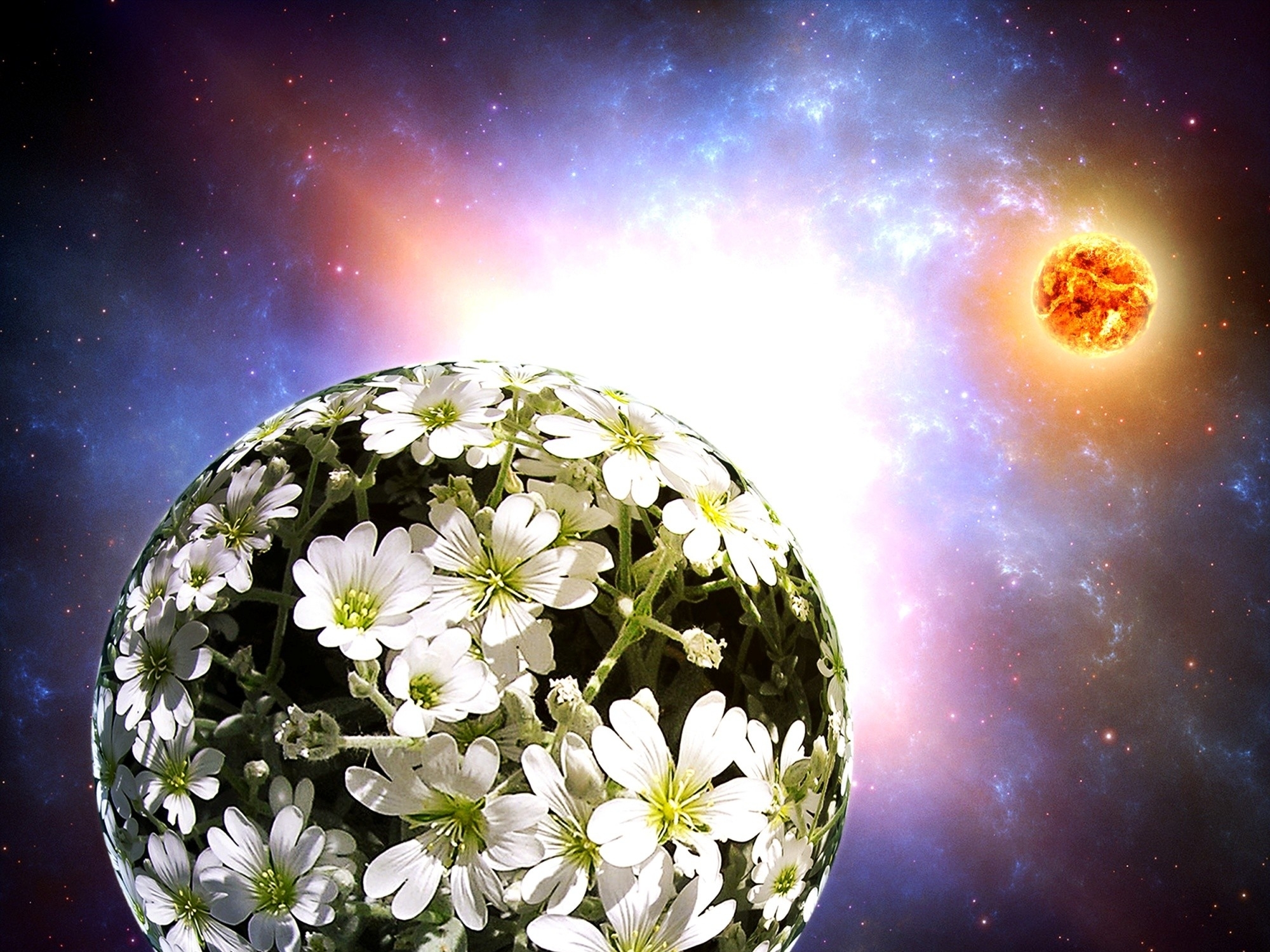 Descarga gratuita de fondo de pantalla para móvil de Planetas, Luna, Flor, Planeta, Ciencia Ficción, Color Naranja).