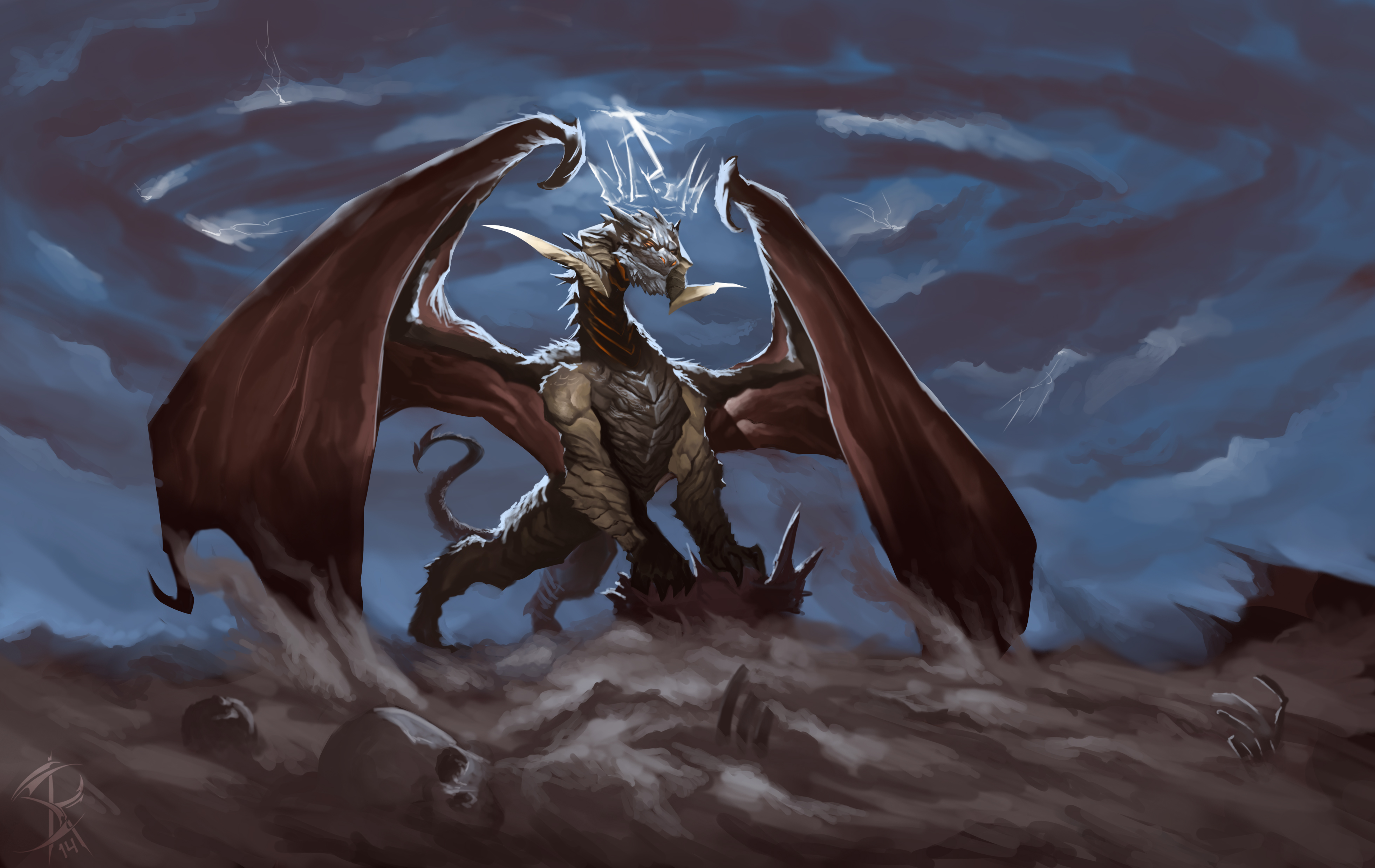 Download mobile wallpaper Fantasy, Dark, Dragon for free.