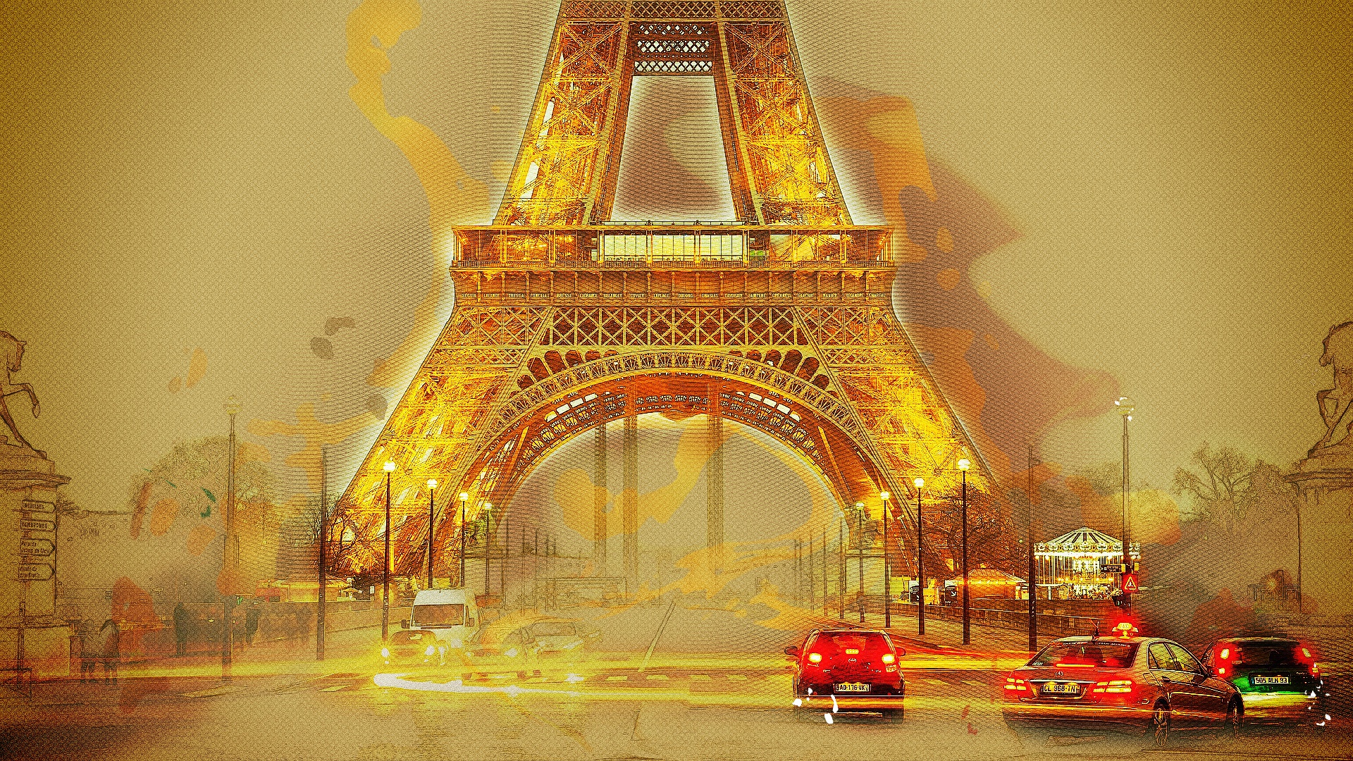 Скачать картинку Париж, Эйфелева Башня, Картина, Художественные в телефон бесплатно.