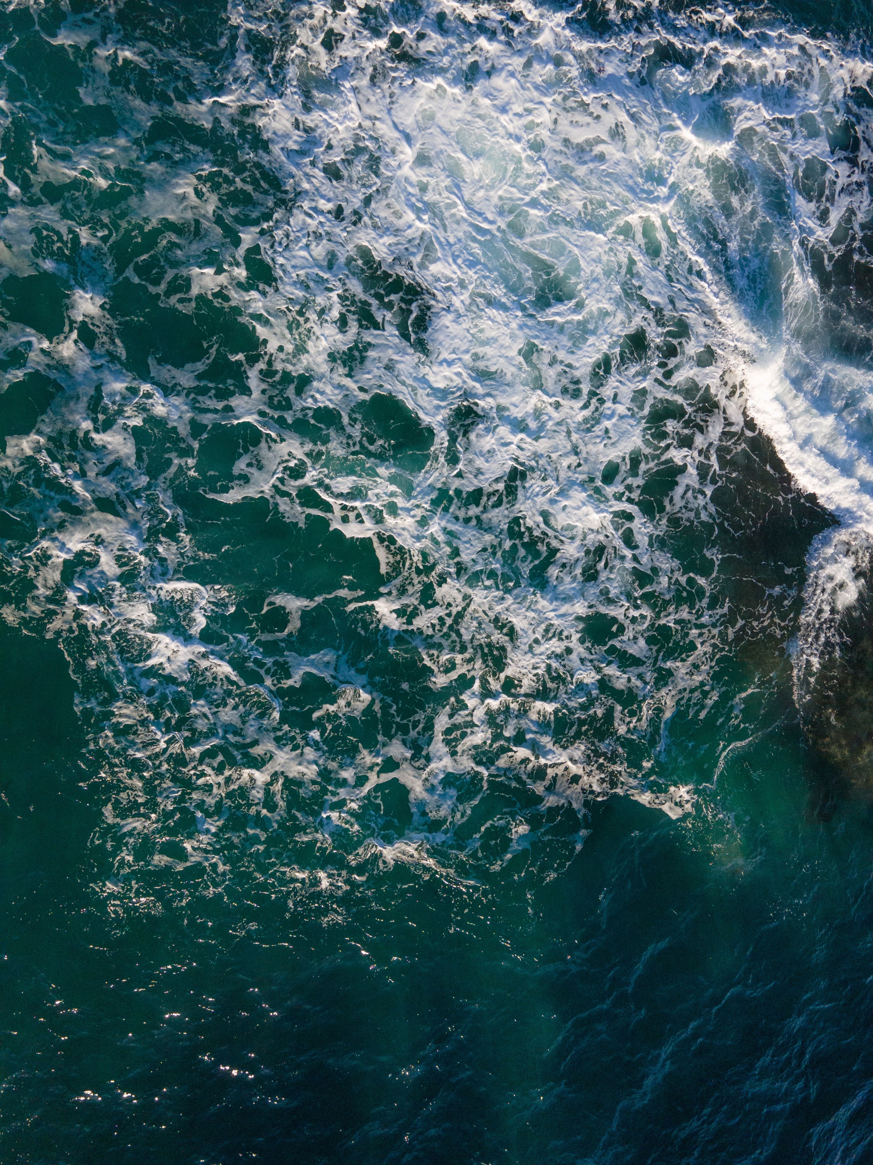 sea, waves, view from above, texture, textures, wavy, foam Desktop Wallpaper