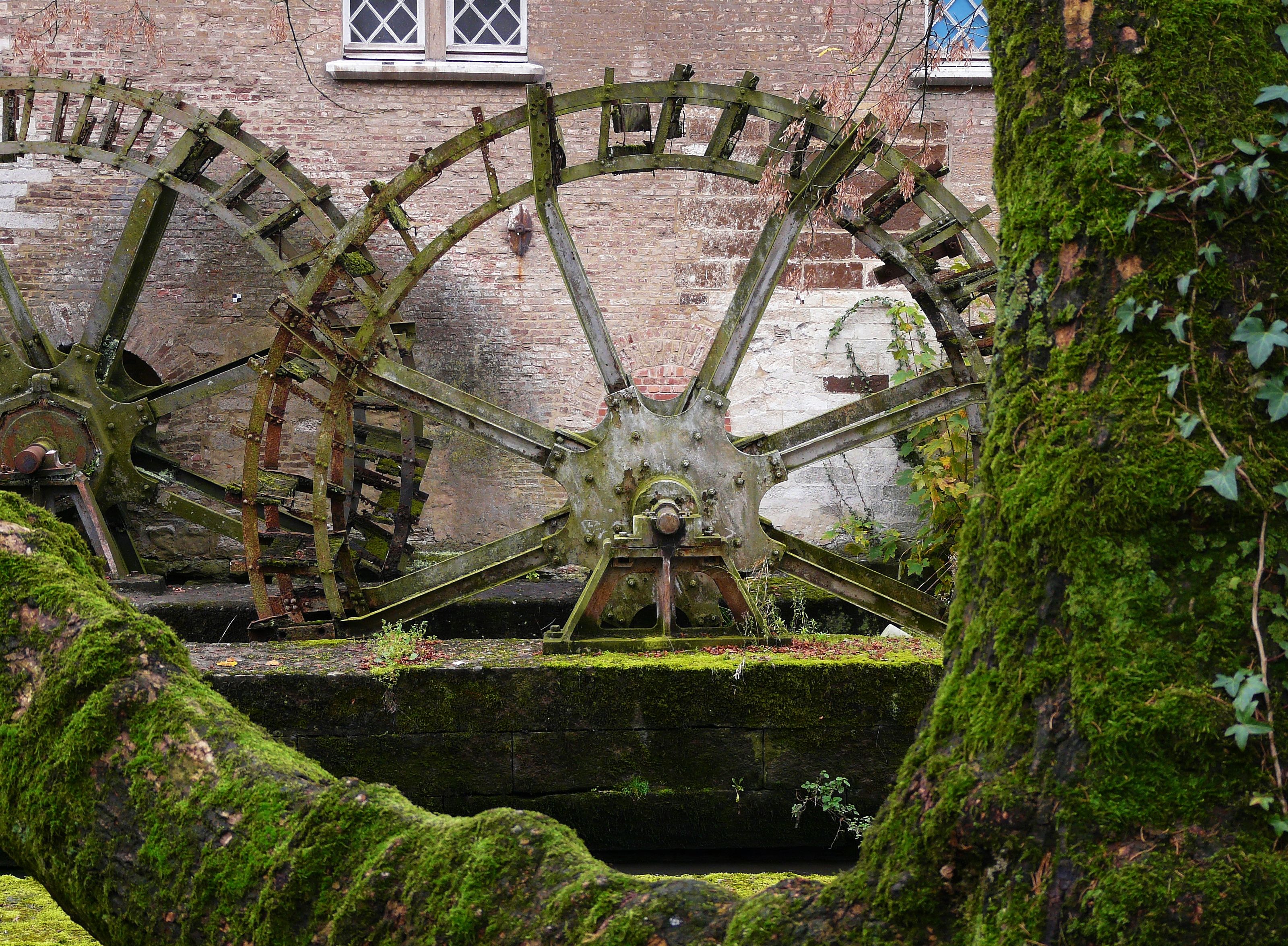 Free download wallpaper Moss, Man Made, Watermill on your PC desktop