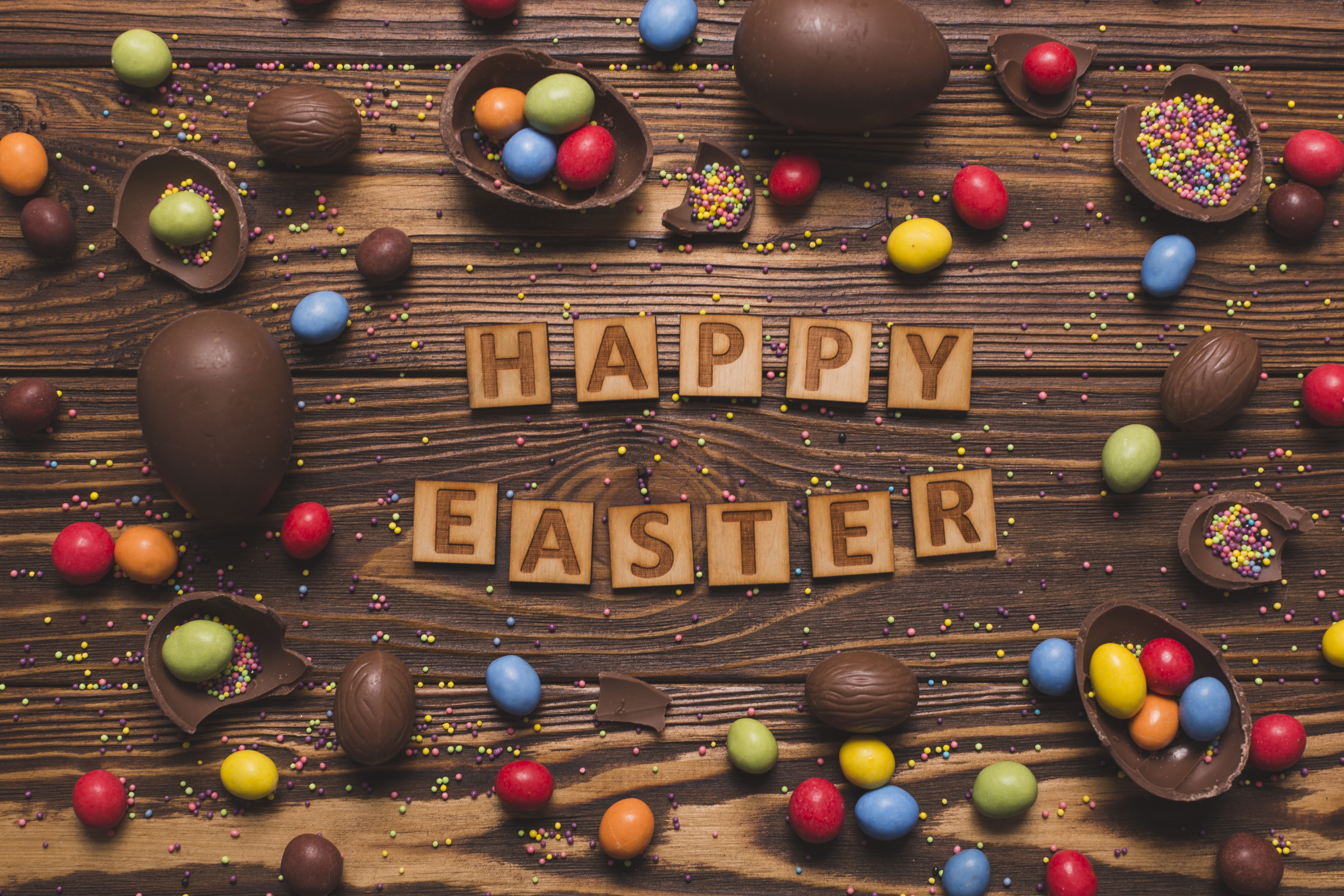 happy easter, easter, holiday, candy, chocolate, still life, sweets
