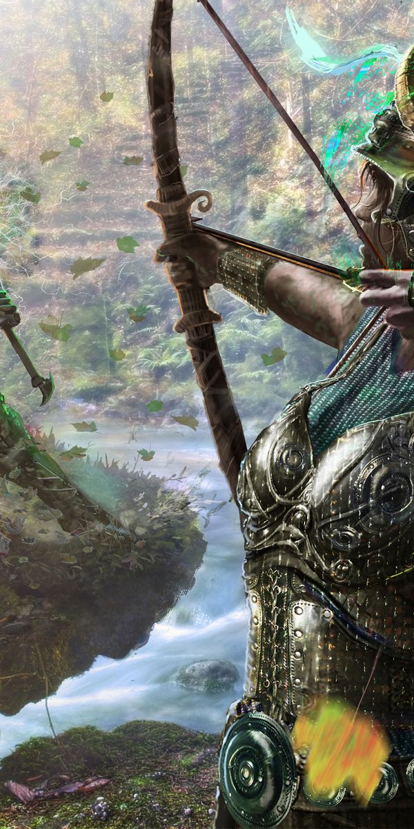  HDデスクトップ 壁紙: ファンタジー, 射手, 斧, 弓, 喧嘩, 魔法, 戦士, 女戦士ダウンロード無料画像 #881187 Motiv 