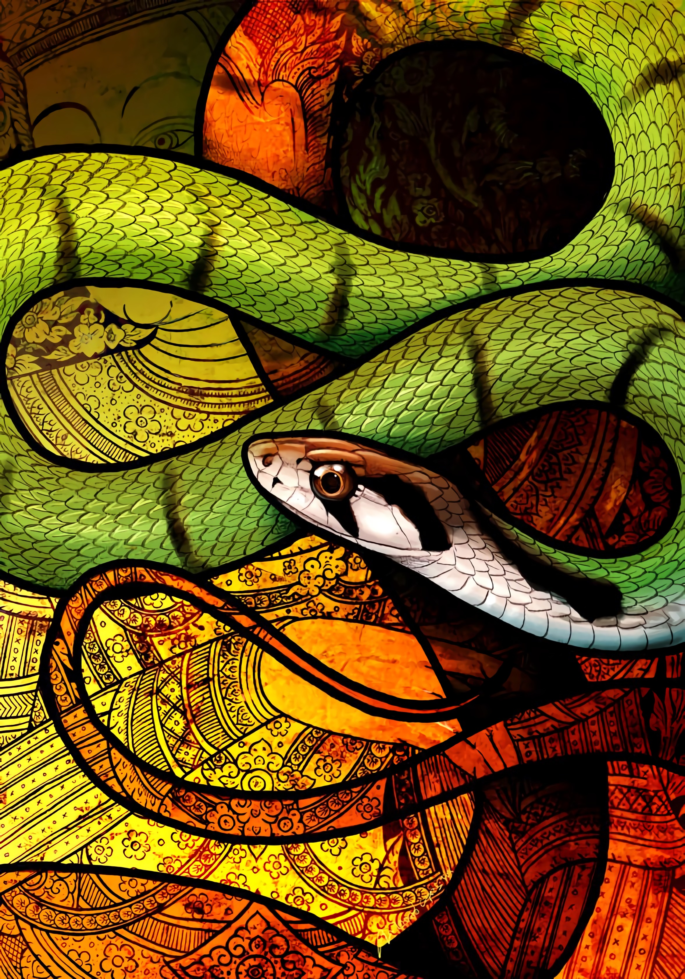 Descarga gratuita de fondo de pantalla para móvil de Patrón, Reptil, Serpiente, Arte.