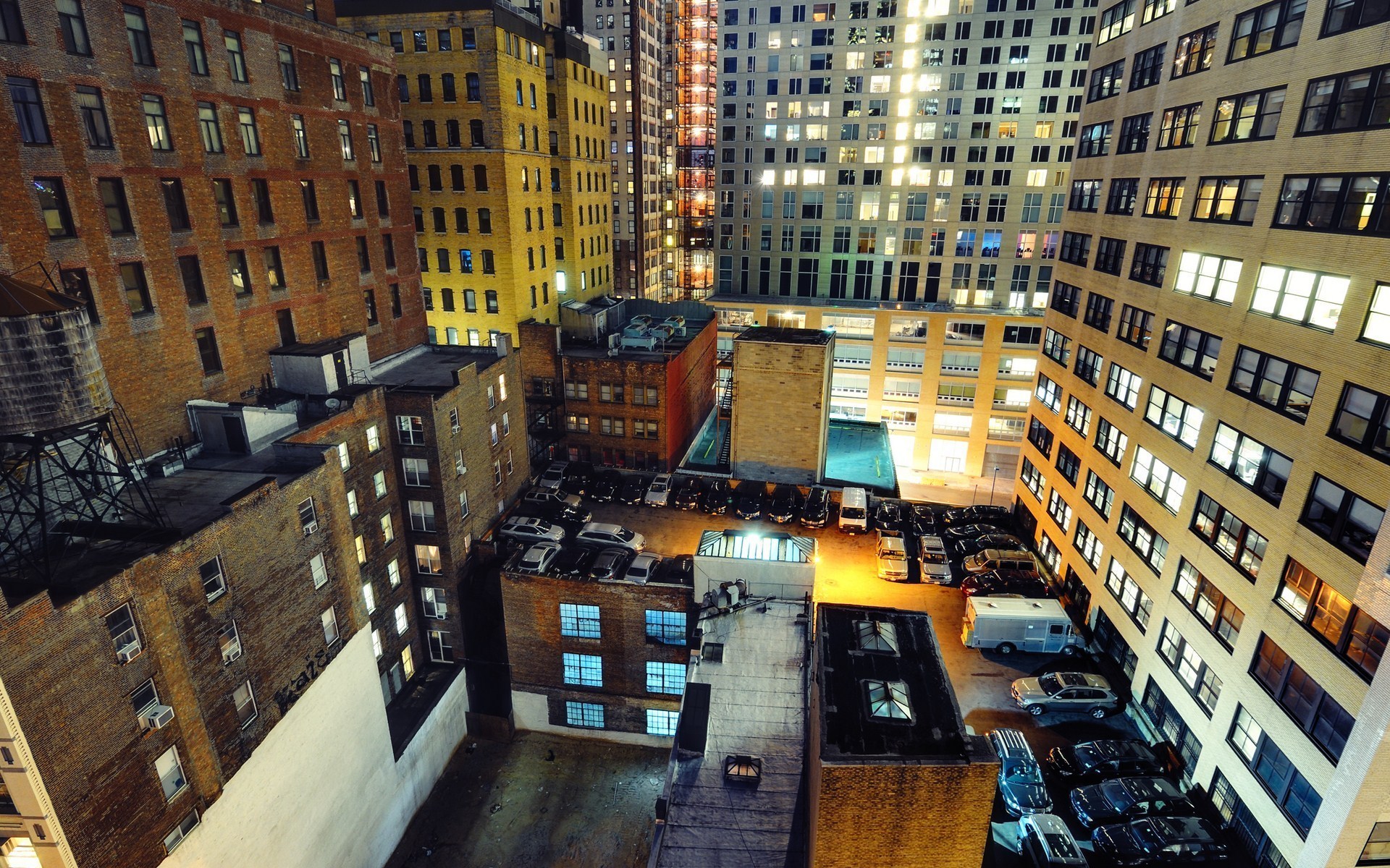 Handy-Wallpaper Finanzviertel, Manhattan, New York, Städte, Menschengemacht, Nacht, Großstadt kostenlos herunterladen.