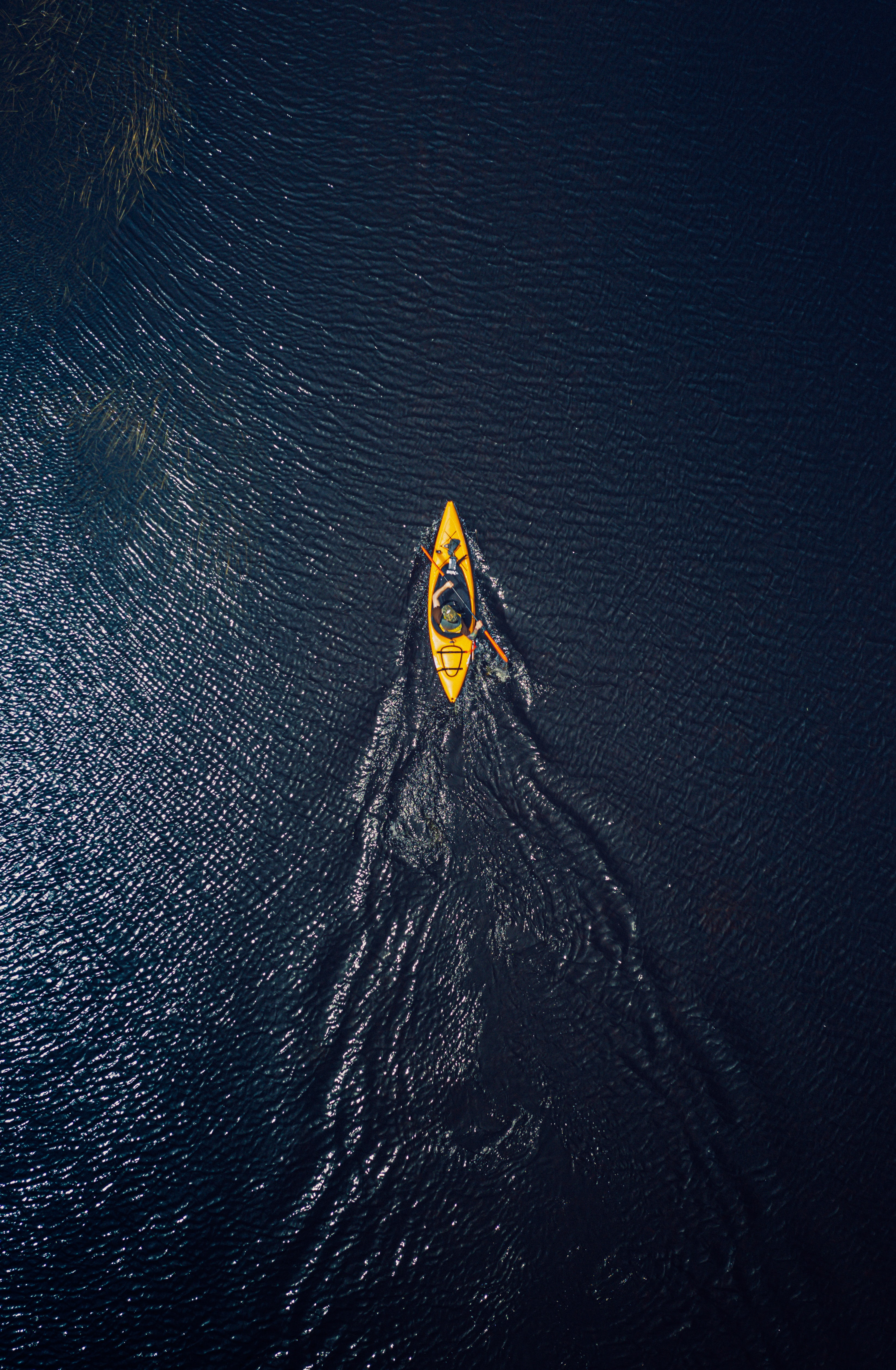 ocean, water, view from above, miscellanea, miscellaneous, boat, canoe