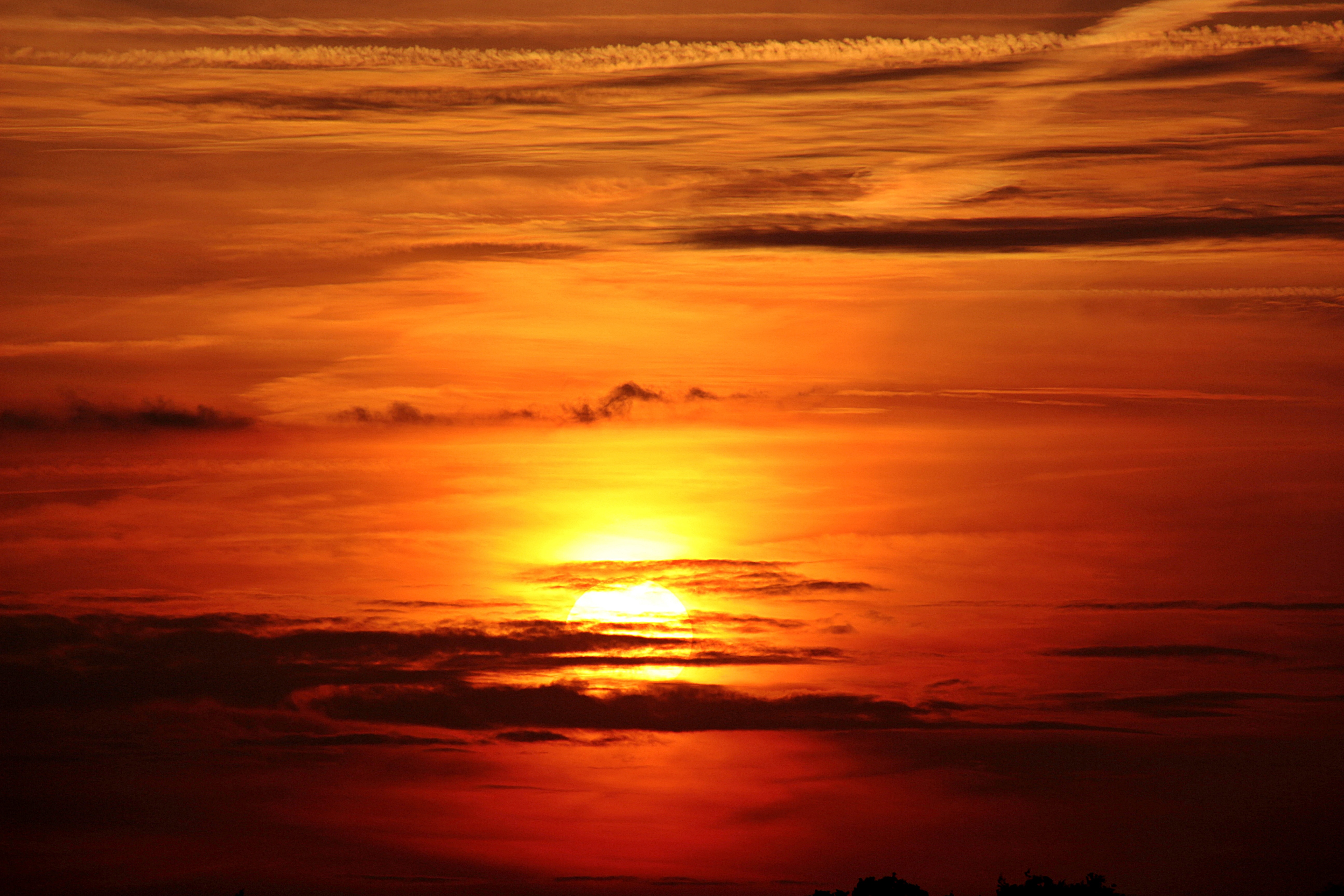Download mobile wallpaper Sunset, Sky, Sun, Earth, Cloud, Orange (Color) for free.