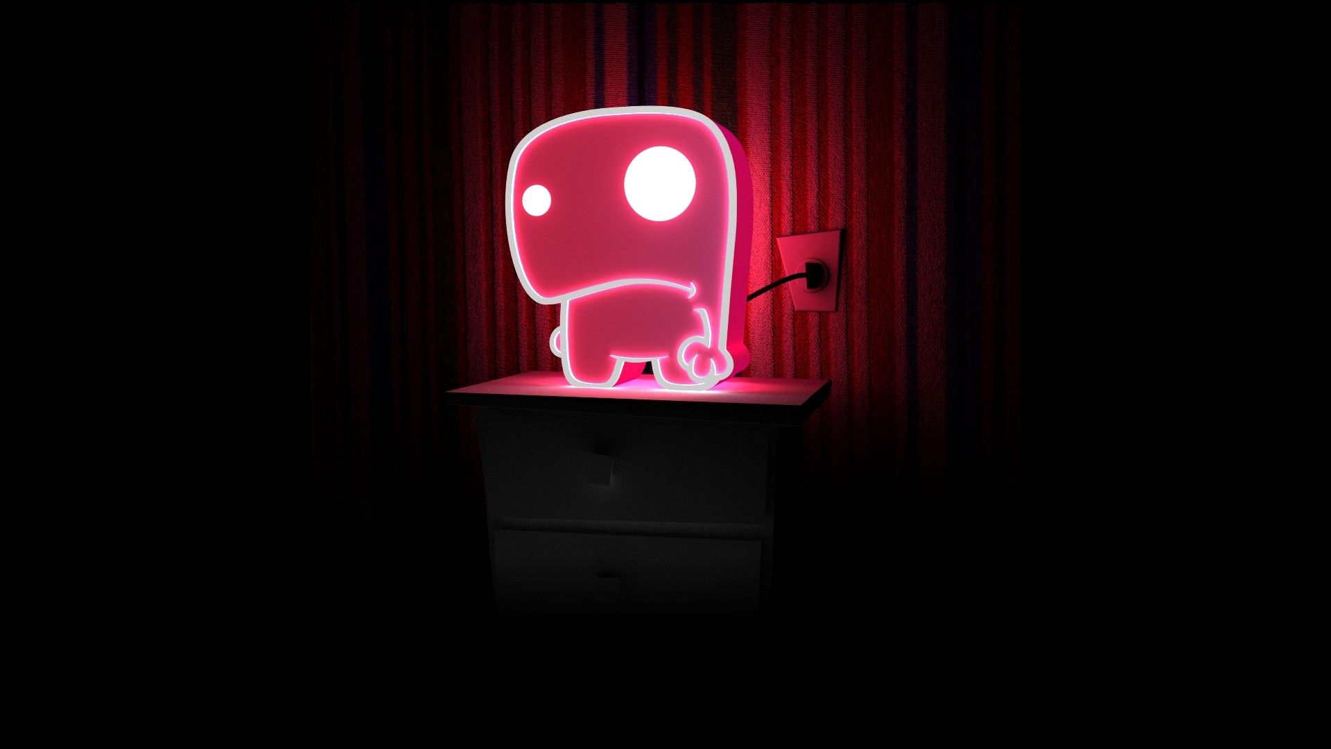 Download mobile wallpaper Pink, Figurine, Lamp, Shine, Light, Desktop, Dark for free.