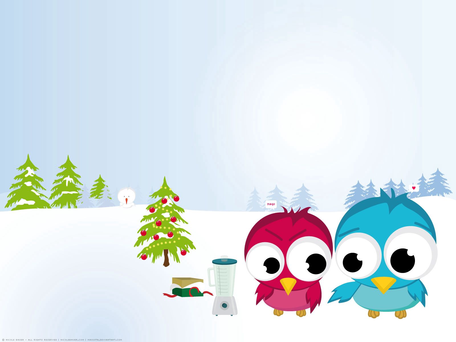 Скачати мобільні шпалери Птахів, Свята, Пташки, Різдво, Новий Рік, Ялинку, Ялинка безкоштовно.