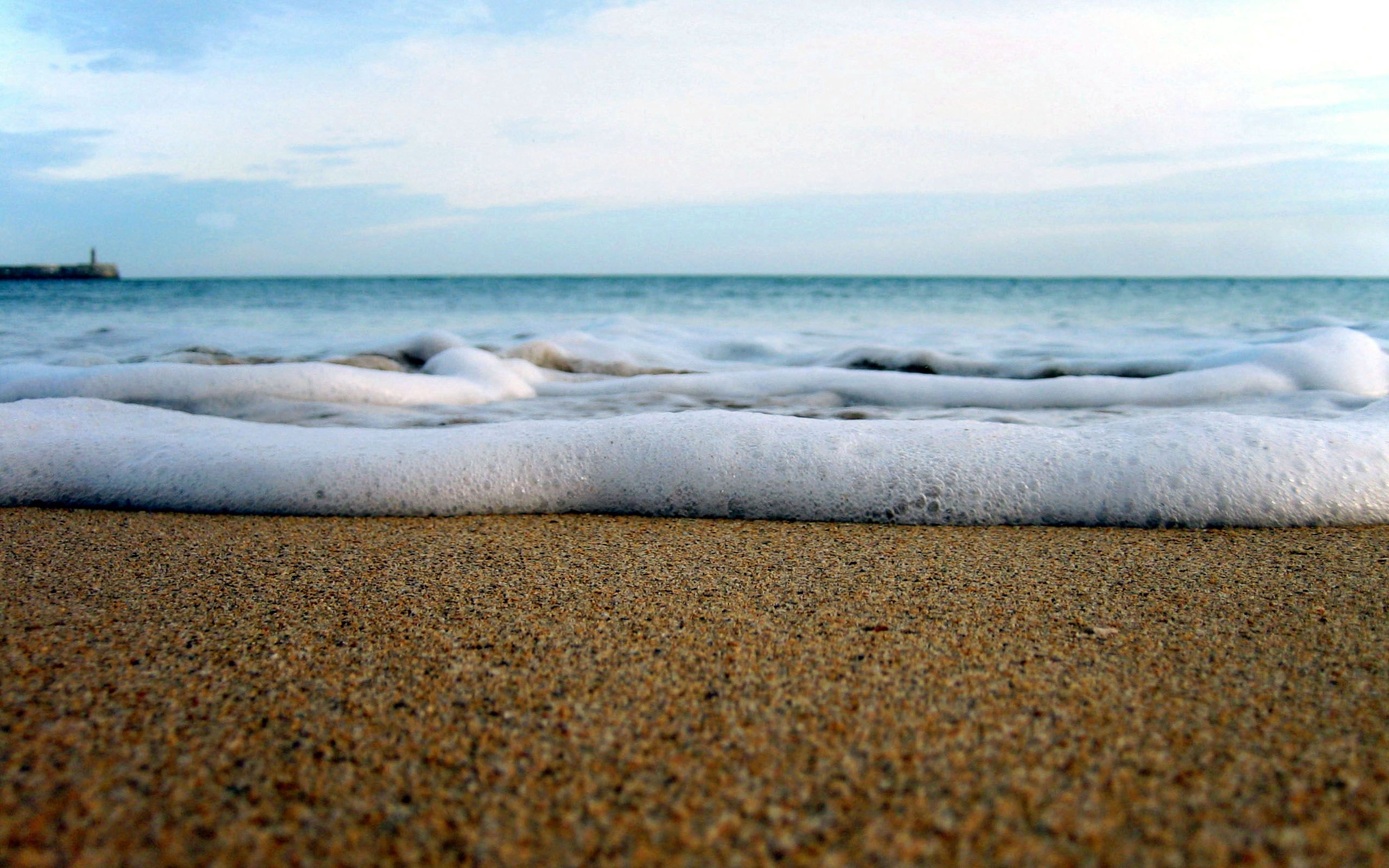 Скачать обои бесплатно Песок, Пена, Природа, Море картинка на рабочий стол ПК