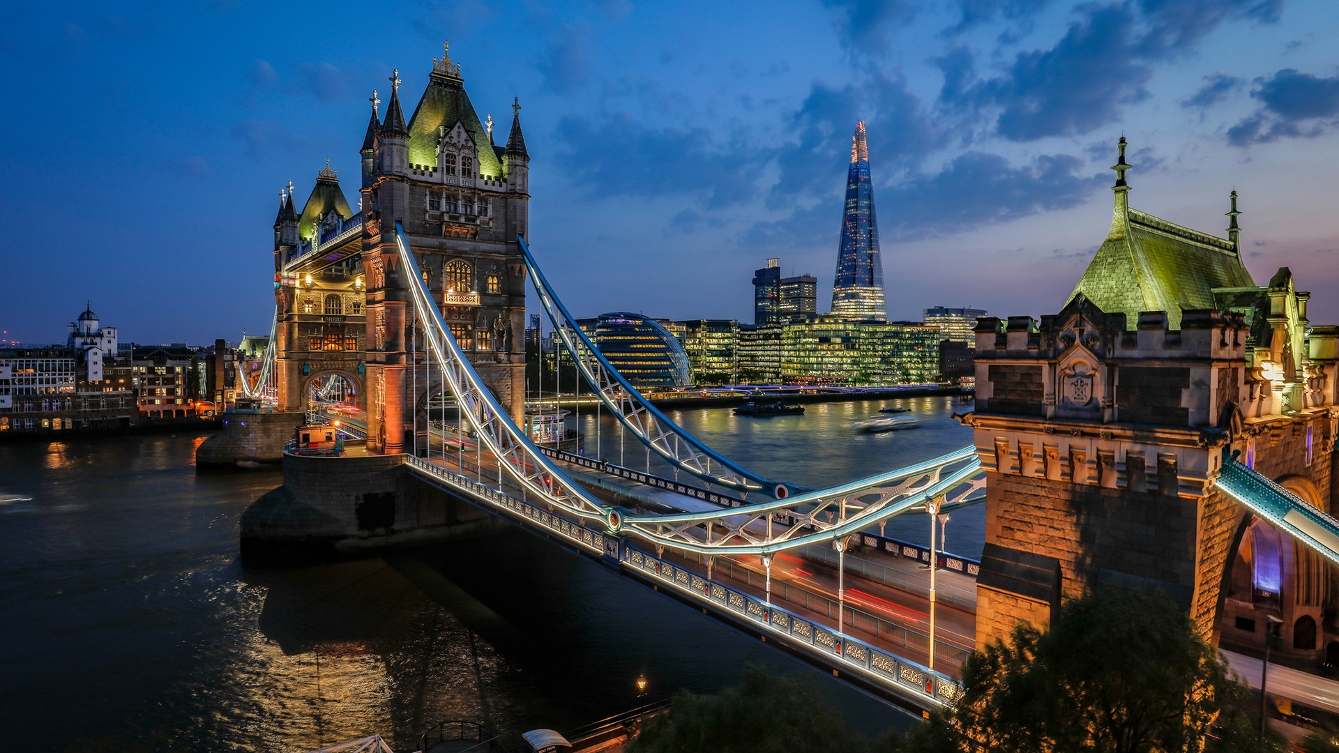 Скачать обои бесплатно Мосты, Ночь, Лондон, Мост, Тауэрский Мост, Сделано Человеком картинка на рабочий стол ПК