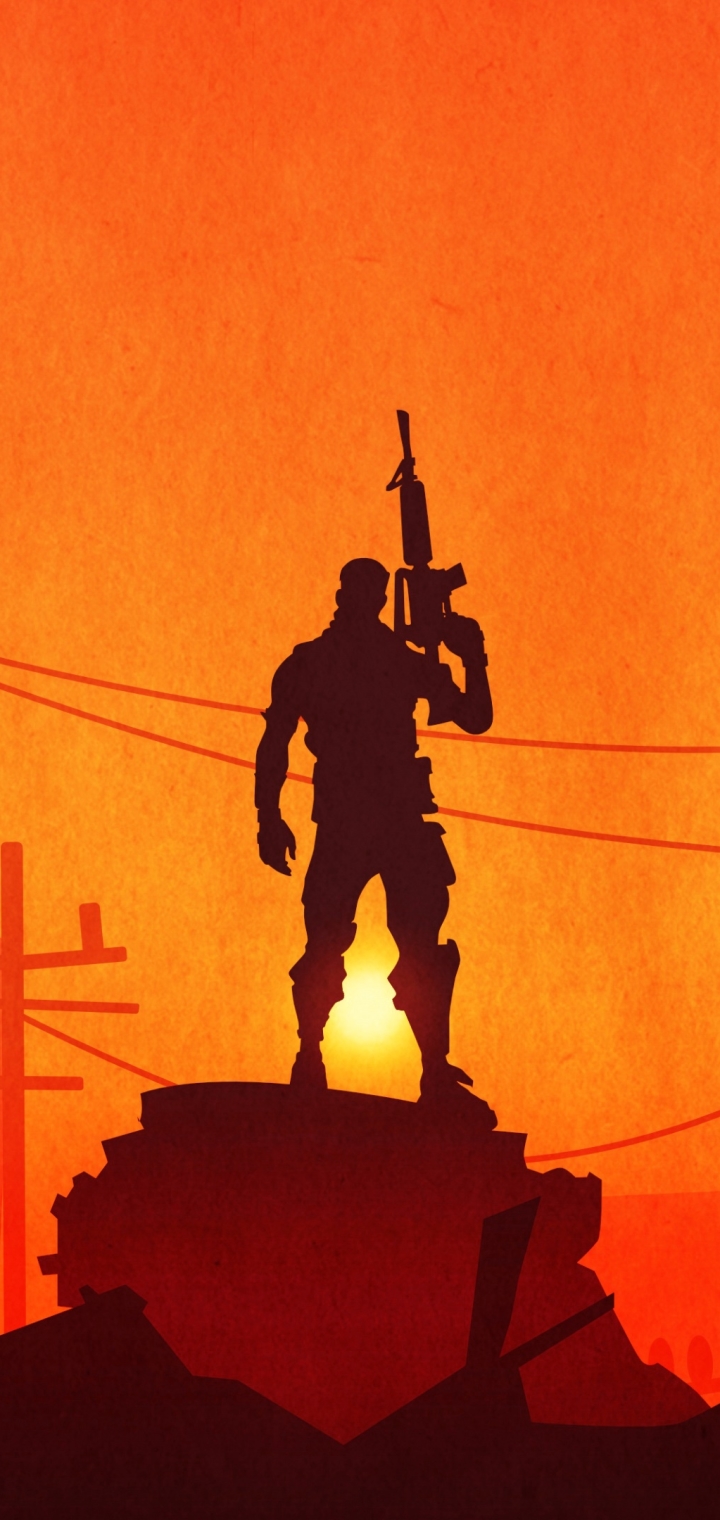 Handy-Wallpaper Silhouette, Krieger, Sonnenuntergang, Computerspiele, Fortnite kostenlos herunterladen.