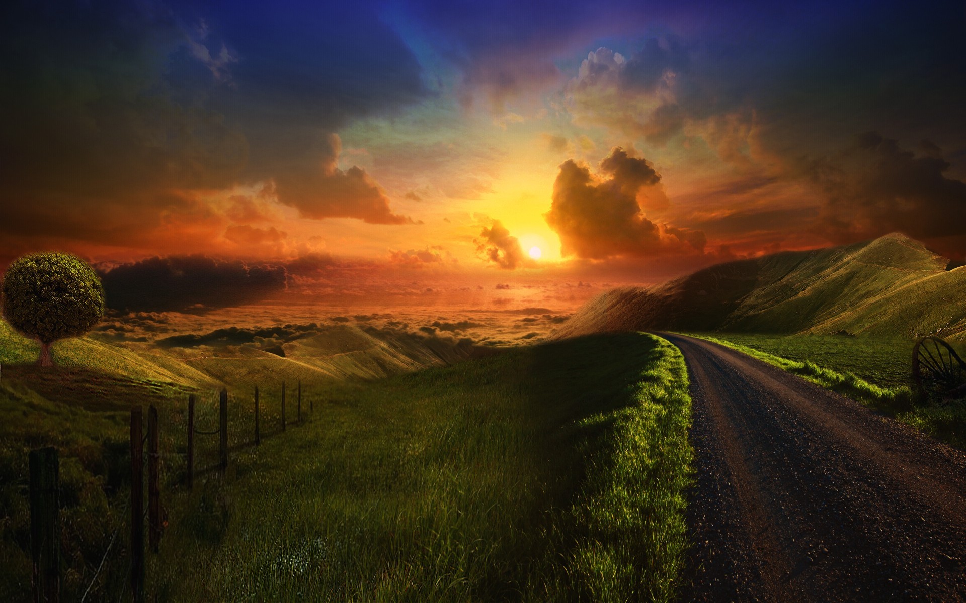 Free download wallpaper Landscape, Sunset, Earth, Path, Cloud on your PC desktop