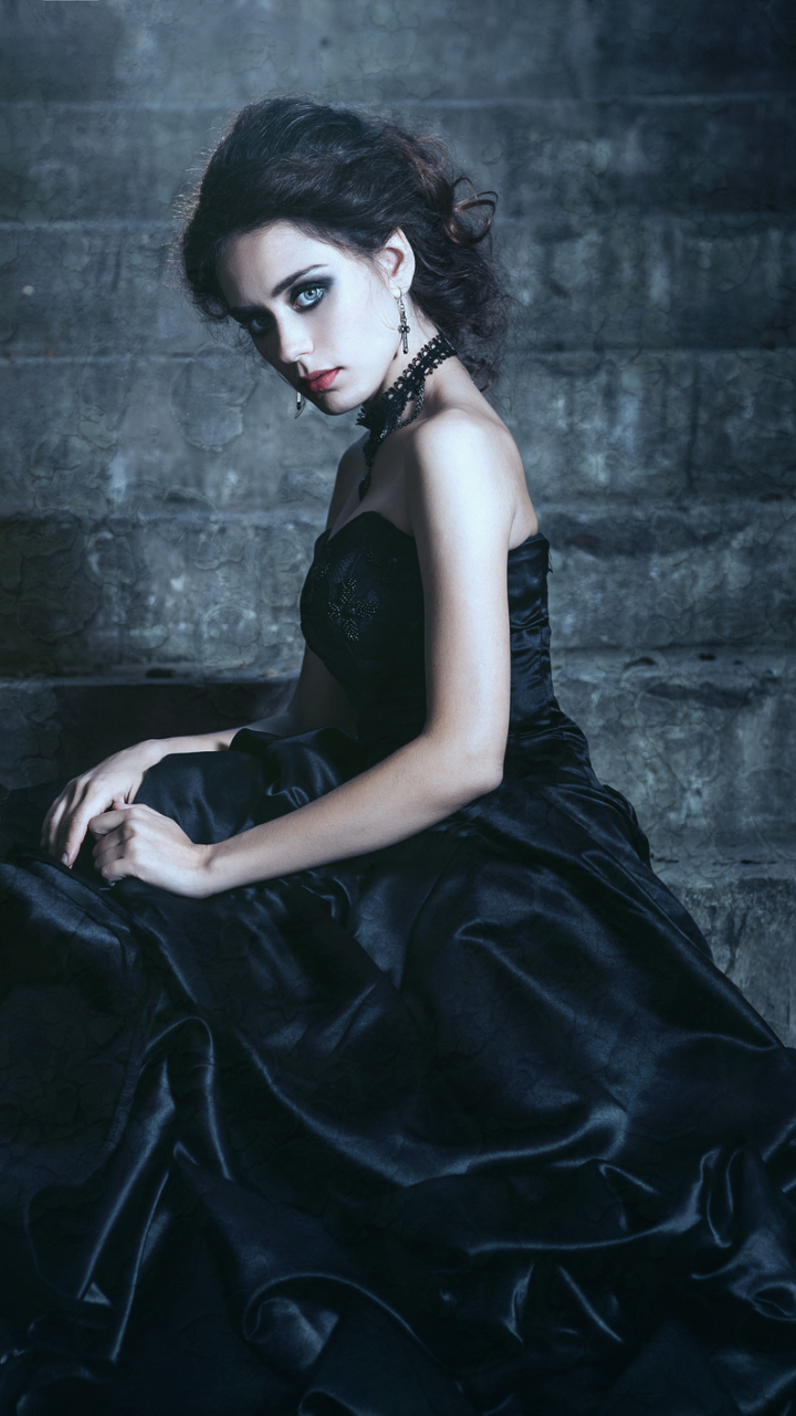 Download mobile wallpaper Gothic, Model, Women, Black Dress for free.