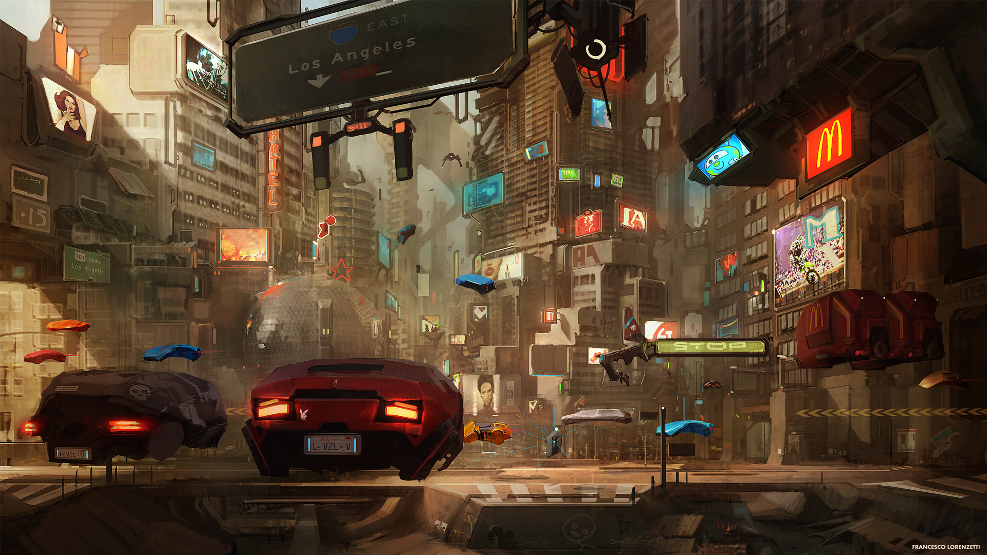 Download mobile wallpaper City, Car, Sci Fi, Vehicle for free.