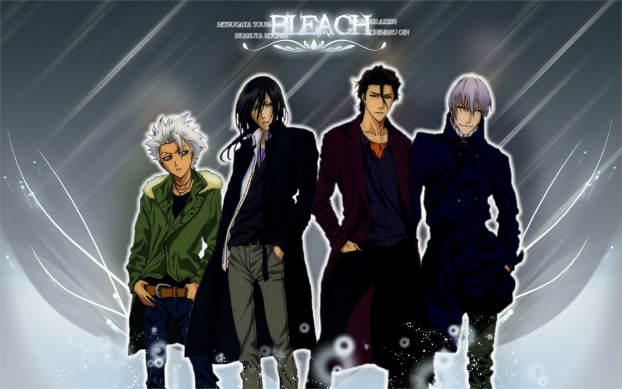 Descarga gratuita de fondo de pantalla para móvil de Animado, Bleach: Burîchi, Byakuya Kuchiki, Toshiro Hitsugaya, Sosuke Aizen, Ginebra Ichimaru.